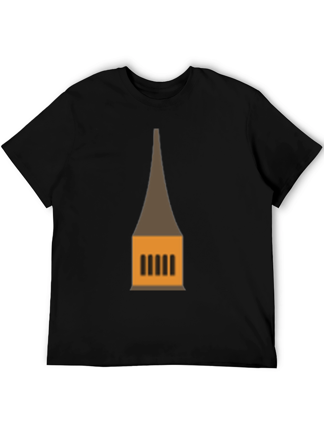 Black Graphic Tee: Temple Tower Design, Black view 5