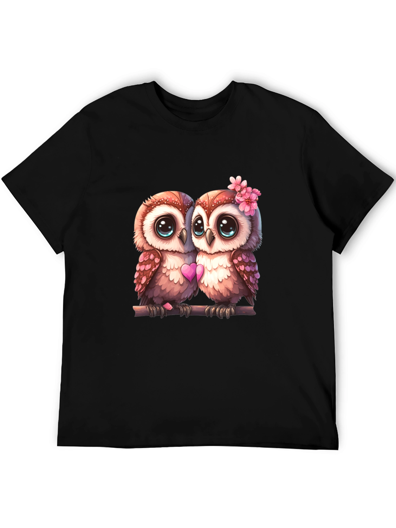 Black Owl Love T-Shirt - Cute Couple Owls Graphic Tee view 5