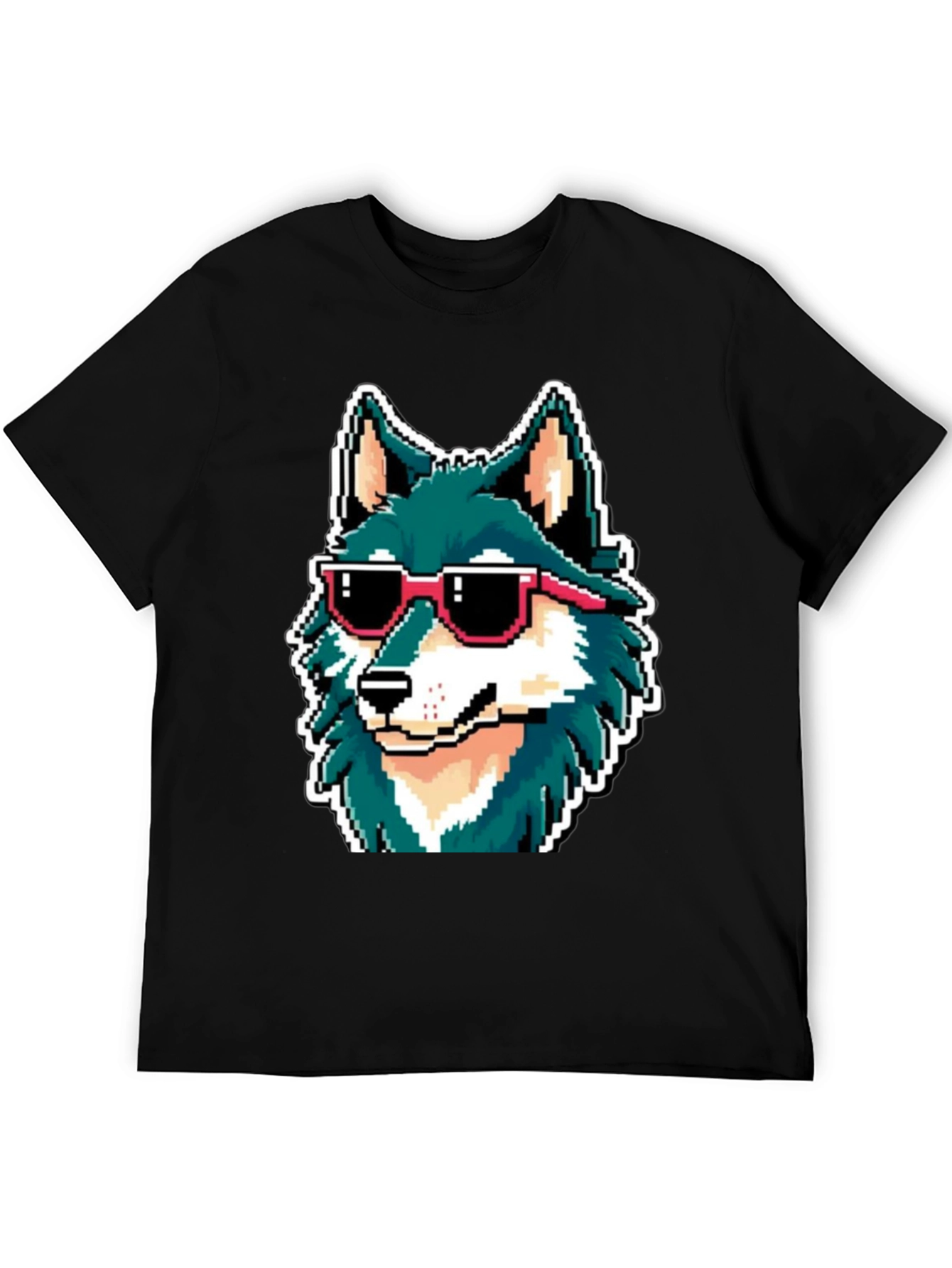 Black Cool Pixel Wolf Tee view 5