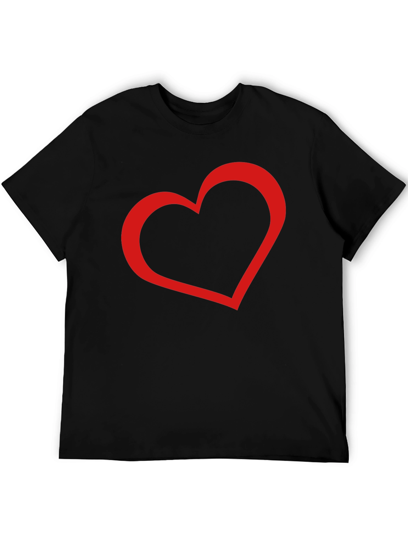 Black Men's Black Tee with Red Heart Graphic view 5