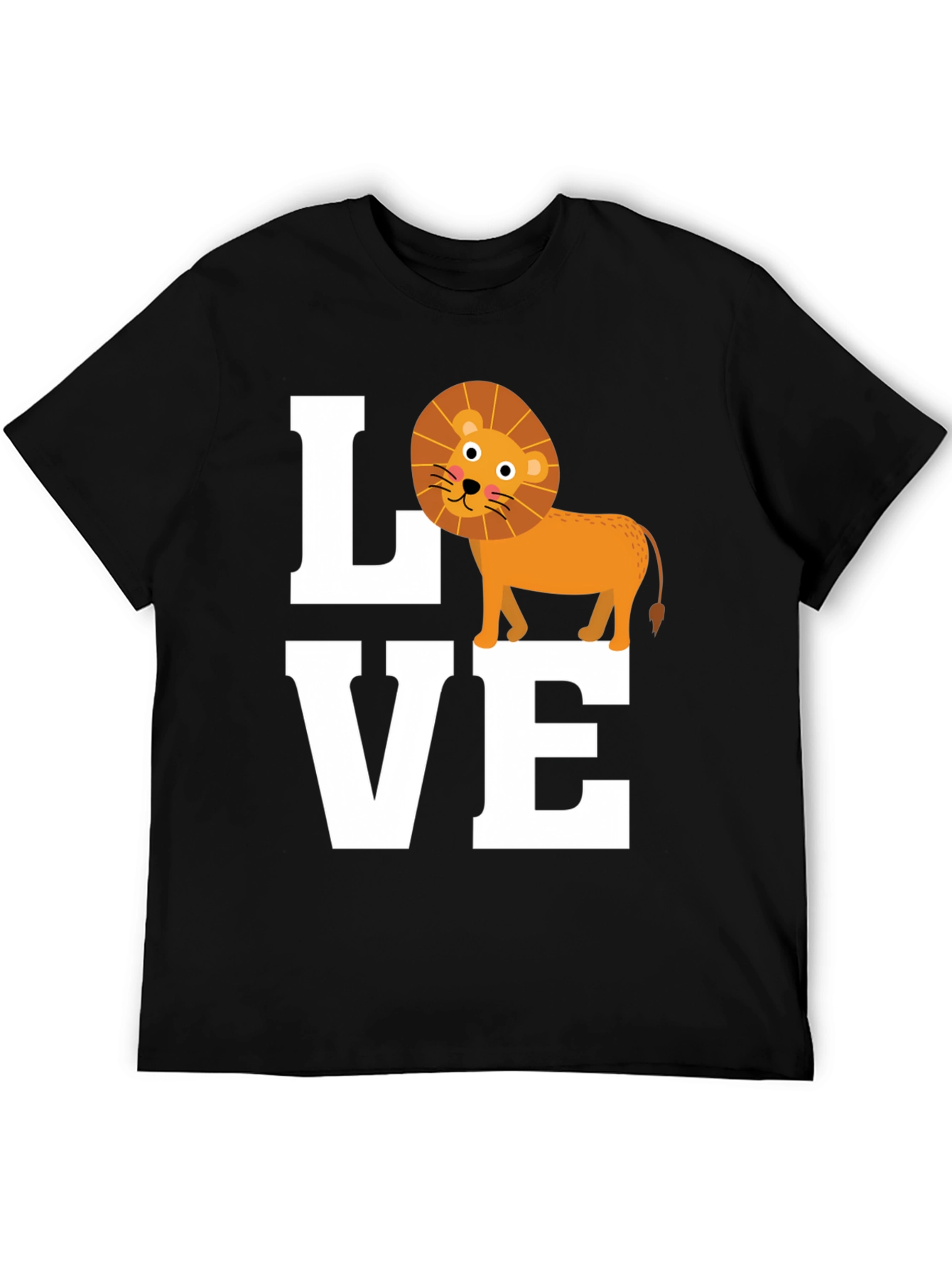 Black Love Lion Graphic Tee - Cute Animal T-Shirt view 5