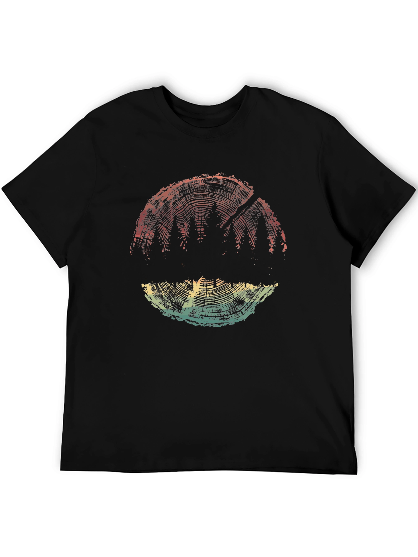 Black Nature Inspired Tree Ring Graphic Tee - Soft Black Cotton view 5