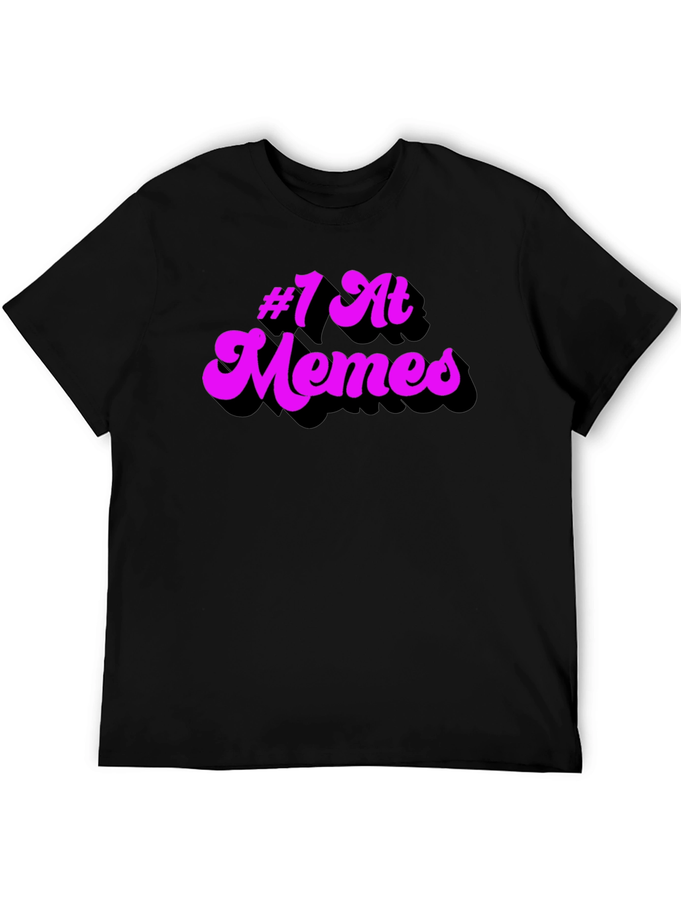 Black #1 at Memes Graphic T-Shirt - Black Cotton Tee view 5