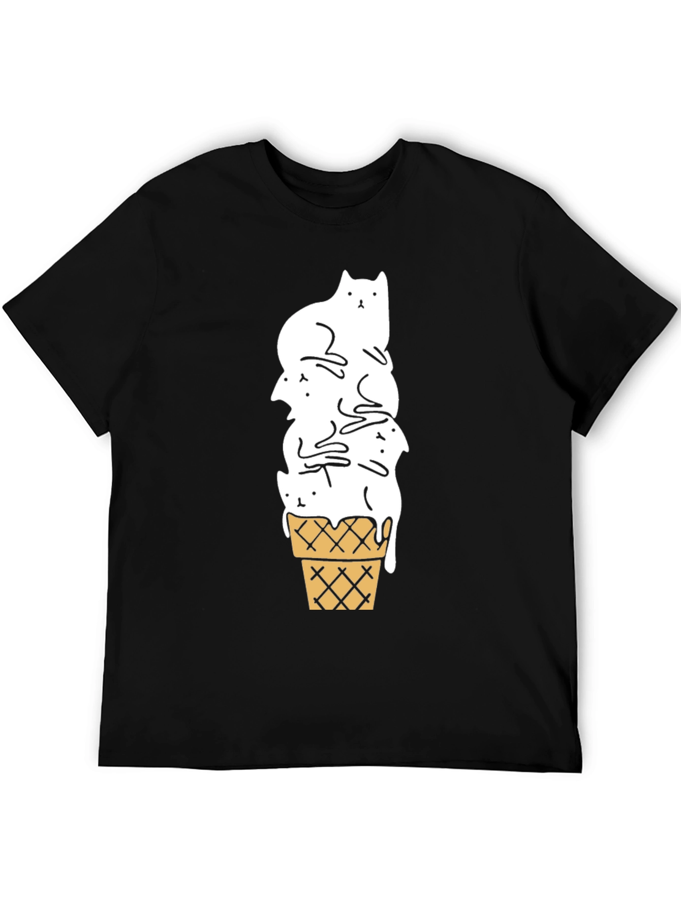 Black Cat Ice Cream Cone Black T-Shirt view 5