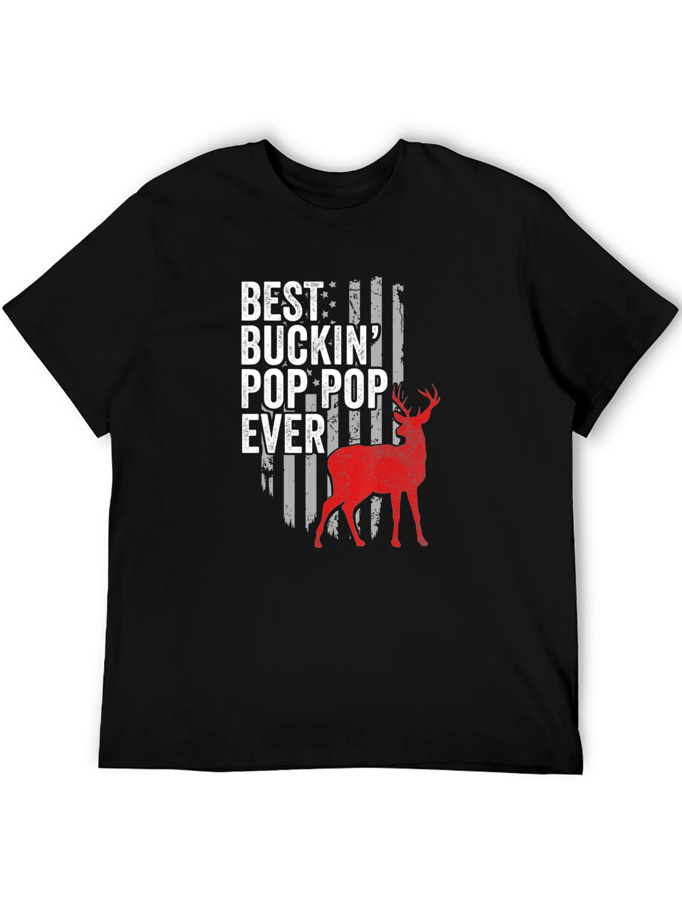 Black Best Buckin' Pop-Pop Ever Deer Hunting T-Shirt view 5