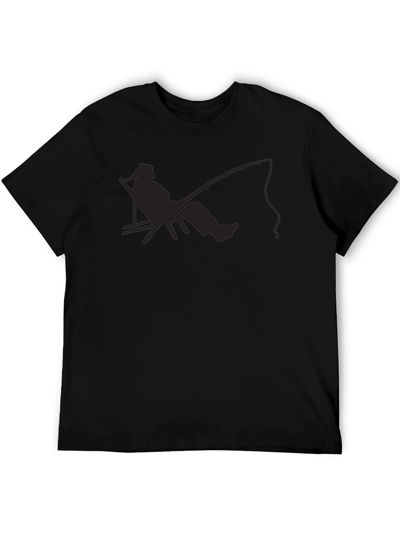 Black Relaxed Fisherman Graphic Tee - Black Cotton Blend view 5