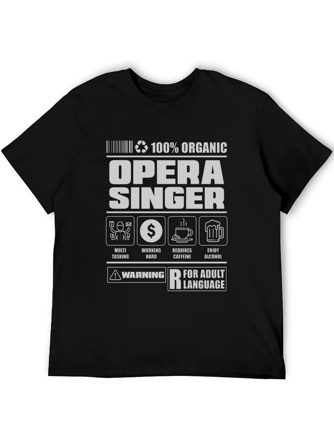 Black Opera Singer 100% Organic Adult Humor T-Shirt view 5