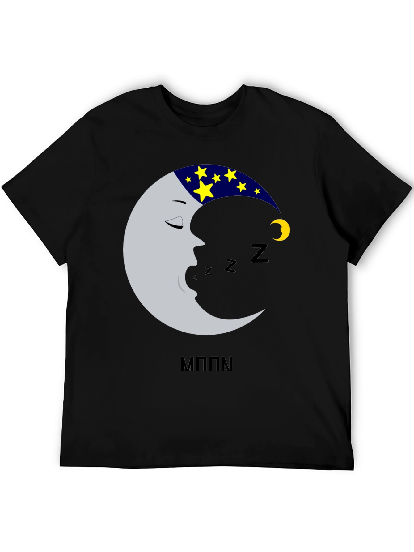 Black Sleeping Moon T-Shirt - Dreamy Design view 5