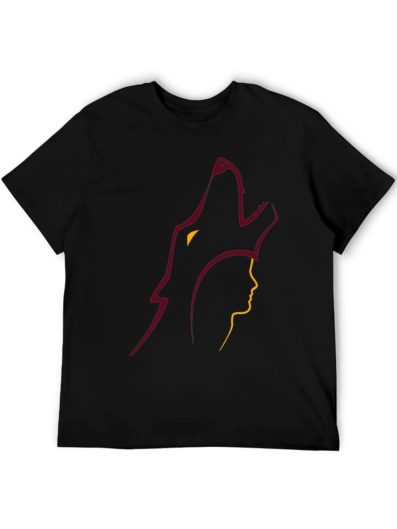 Black Wolf and Woman Graphic Black Tee view 5