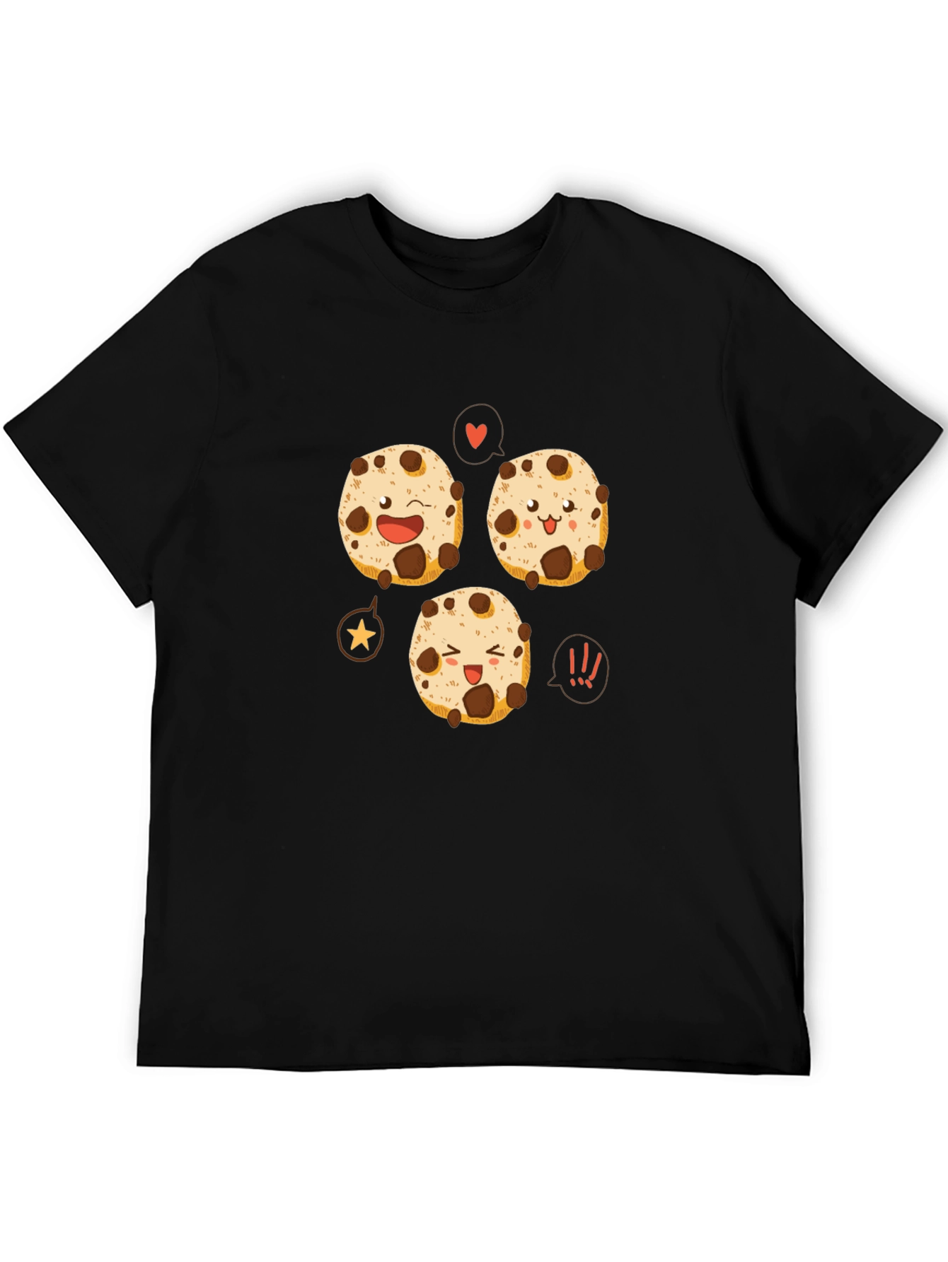 Black Cookie Cartoon Black T-Shirt view 5