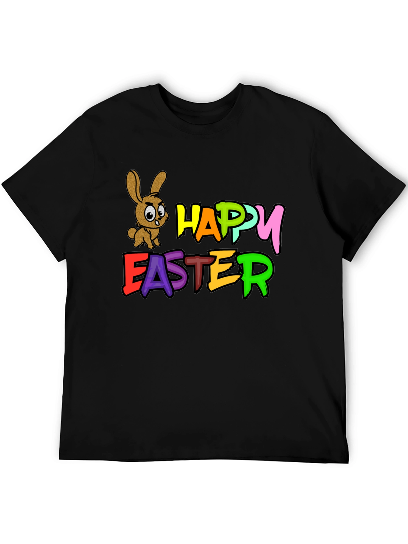 Black Happy Easter Bunny Black T-Shirt view 5