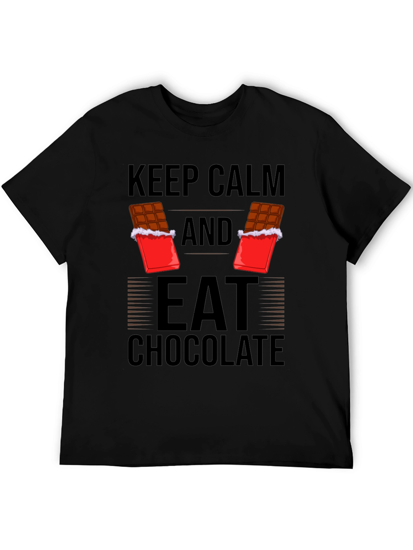Black Keep Calm Eat Chocolate Graphic Tee view 5