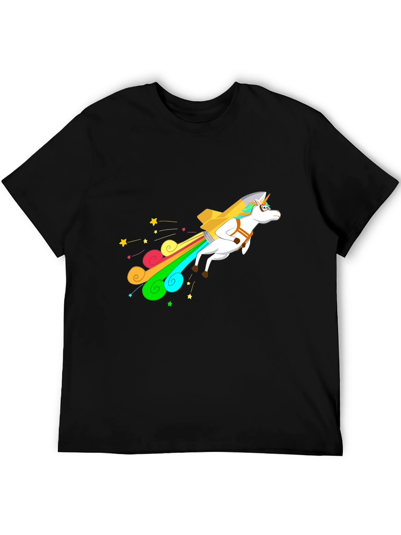Black Unicorn Rocket T-Shirt - Black Cotton Blend view 5