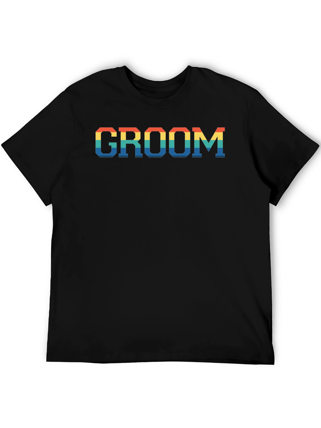 Black Groom Rainbow Text Print Black T-Shirt view 5