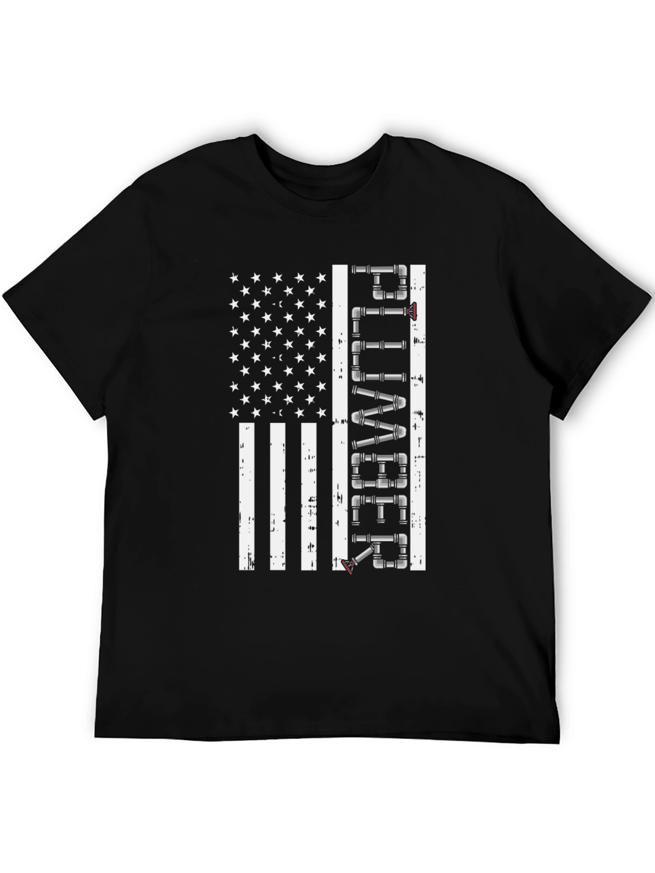 Black Plumber American Flag Graphic Tee view 5
