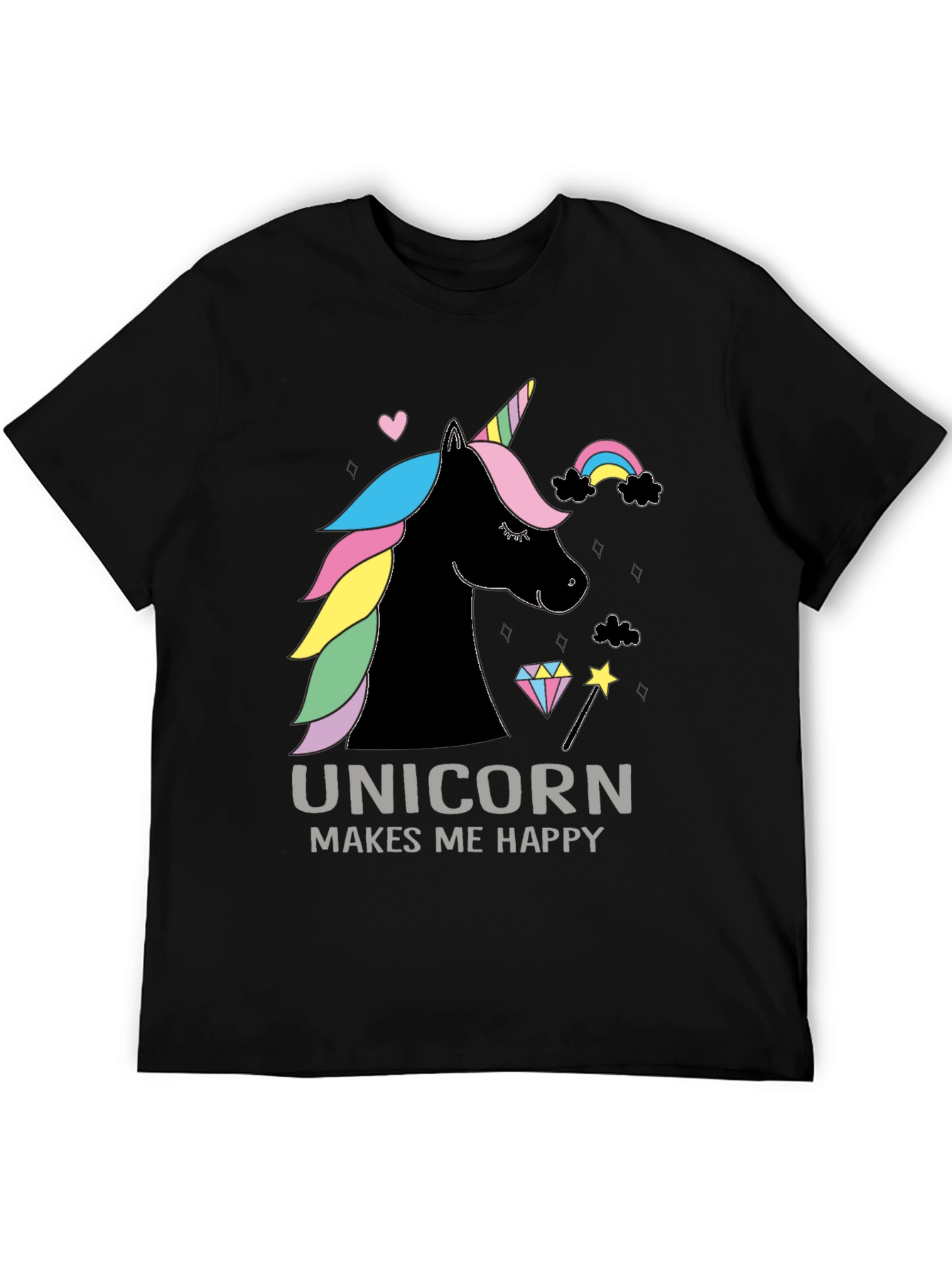 Black Unicorn Makes Me Happy Graphic Tee view 5