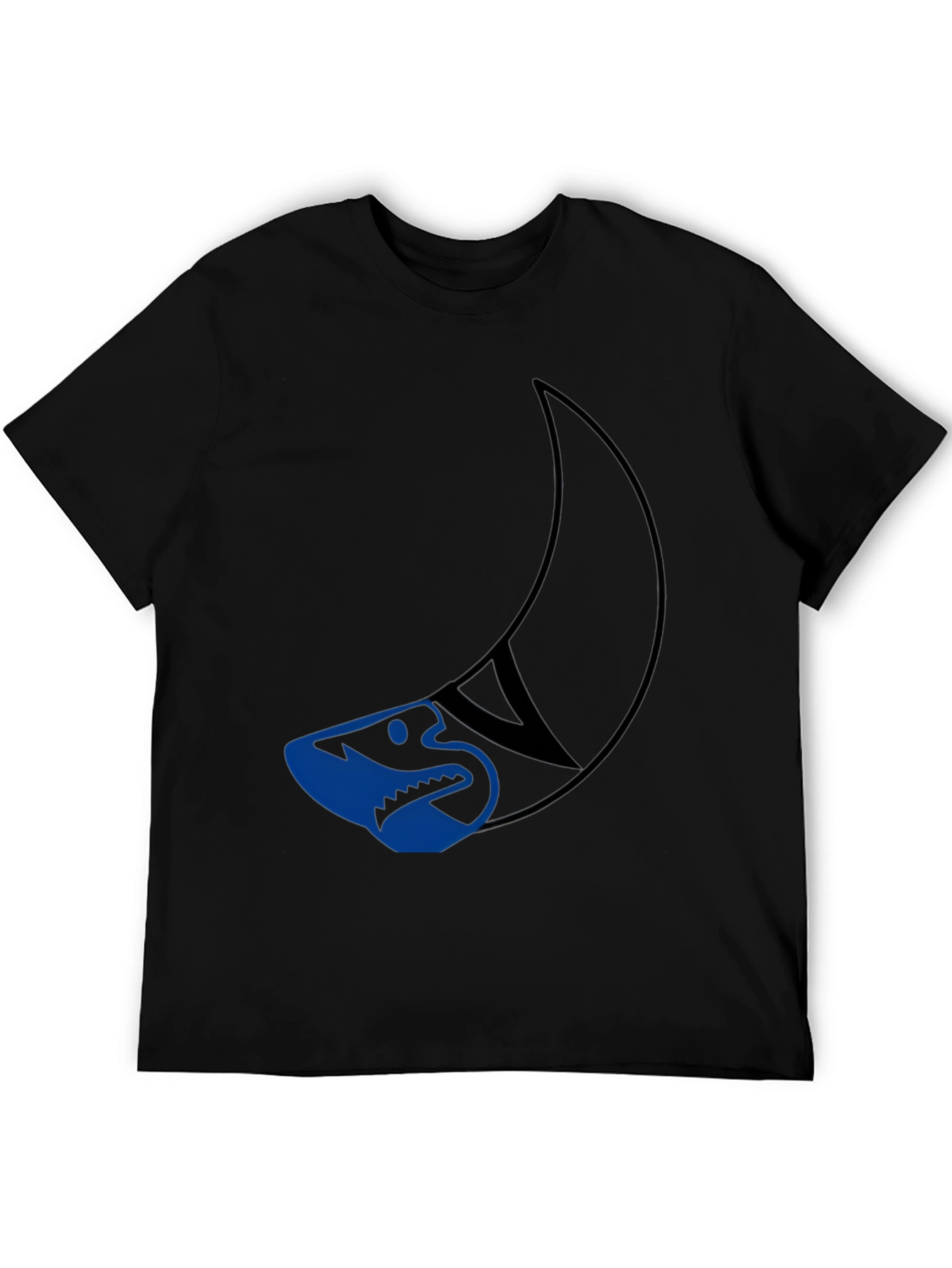 Black Cool Shark Graphic Tee - Black Cotton T-Shirt view 5