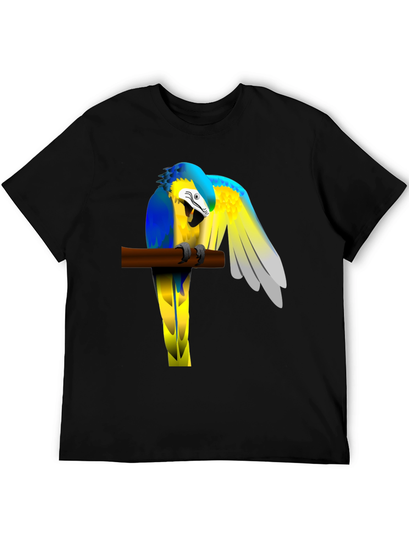 Black Parrot Perch Graphic Tee - Unique Bird Lover T-Shirt view 5