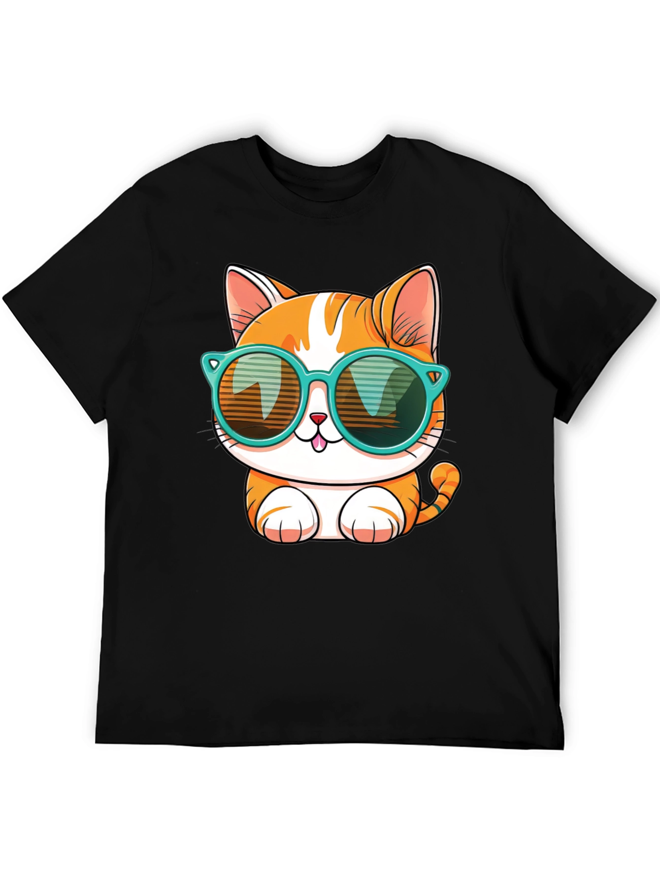 Black Cool Cat Graphic Tee view 5