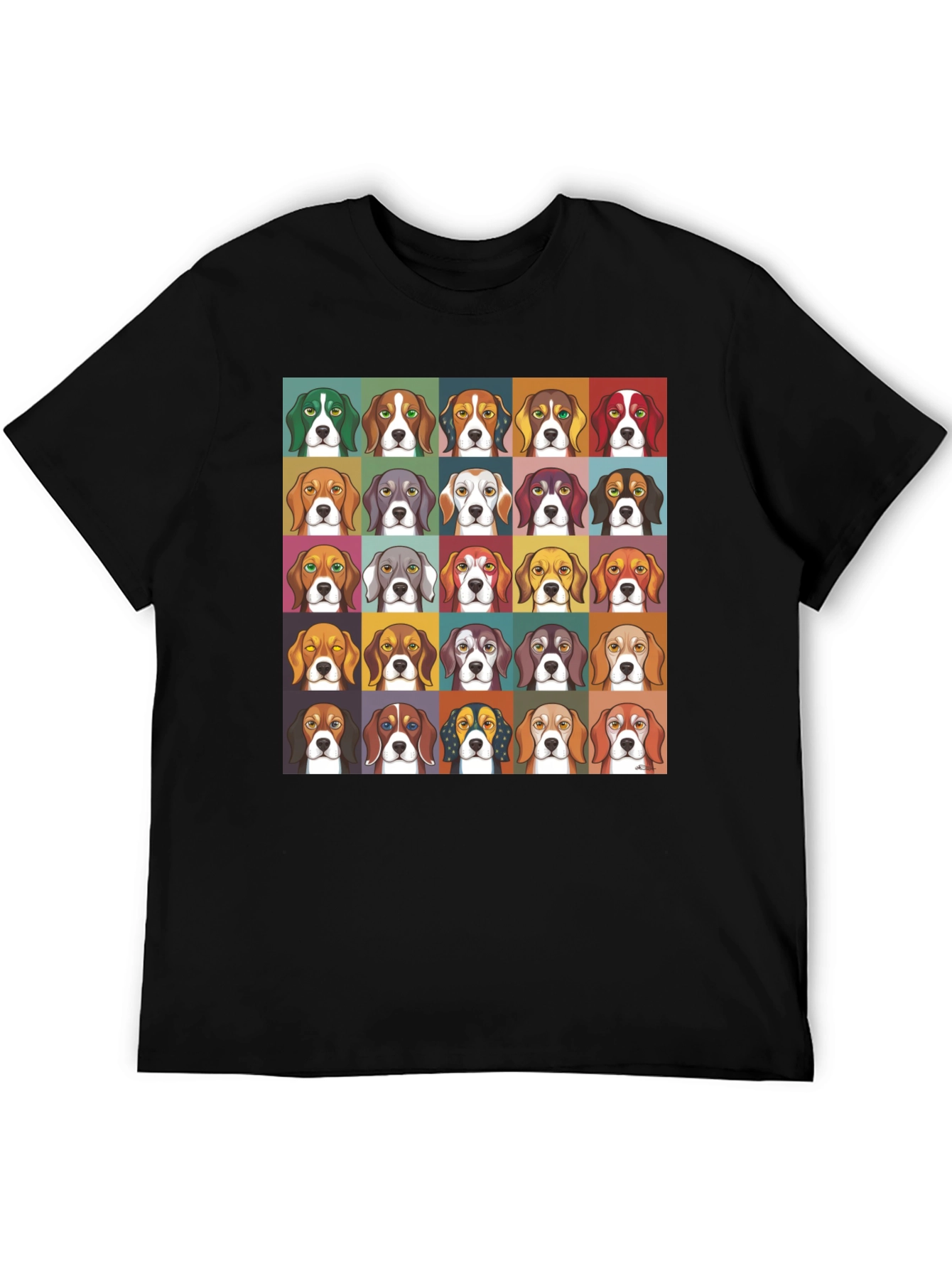 Black Beagle Dog Breed Colorful Pop Art T-Shirt view 5