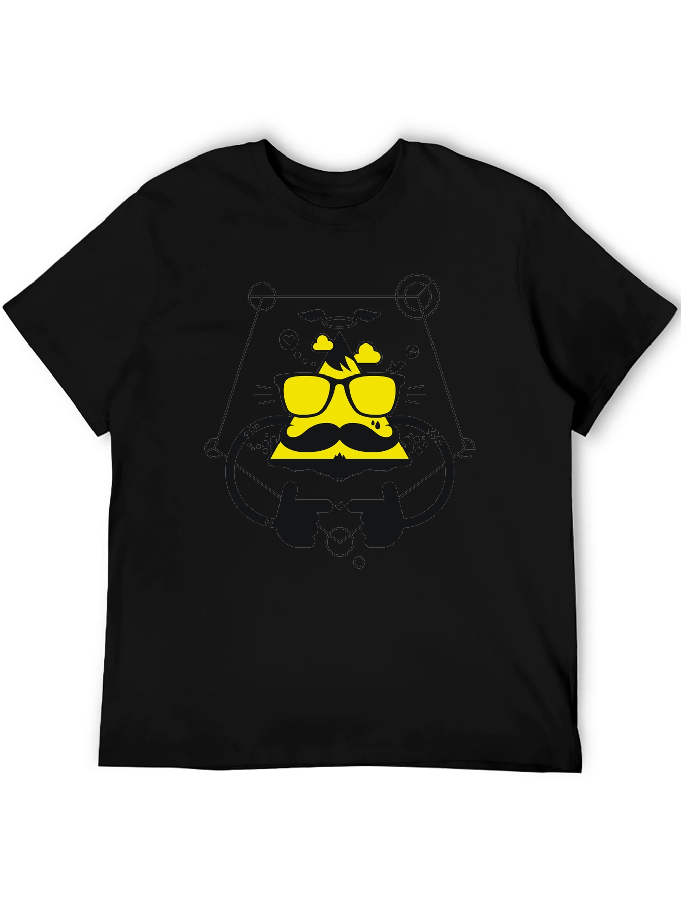 Black Cool Graphic Tee - Mountain Mustache Design view 5