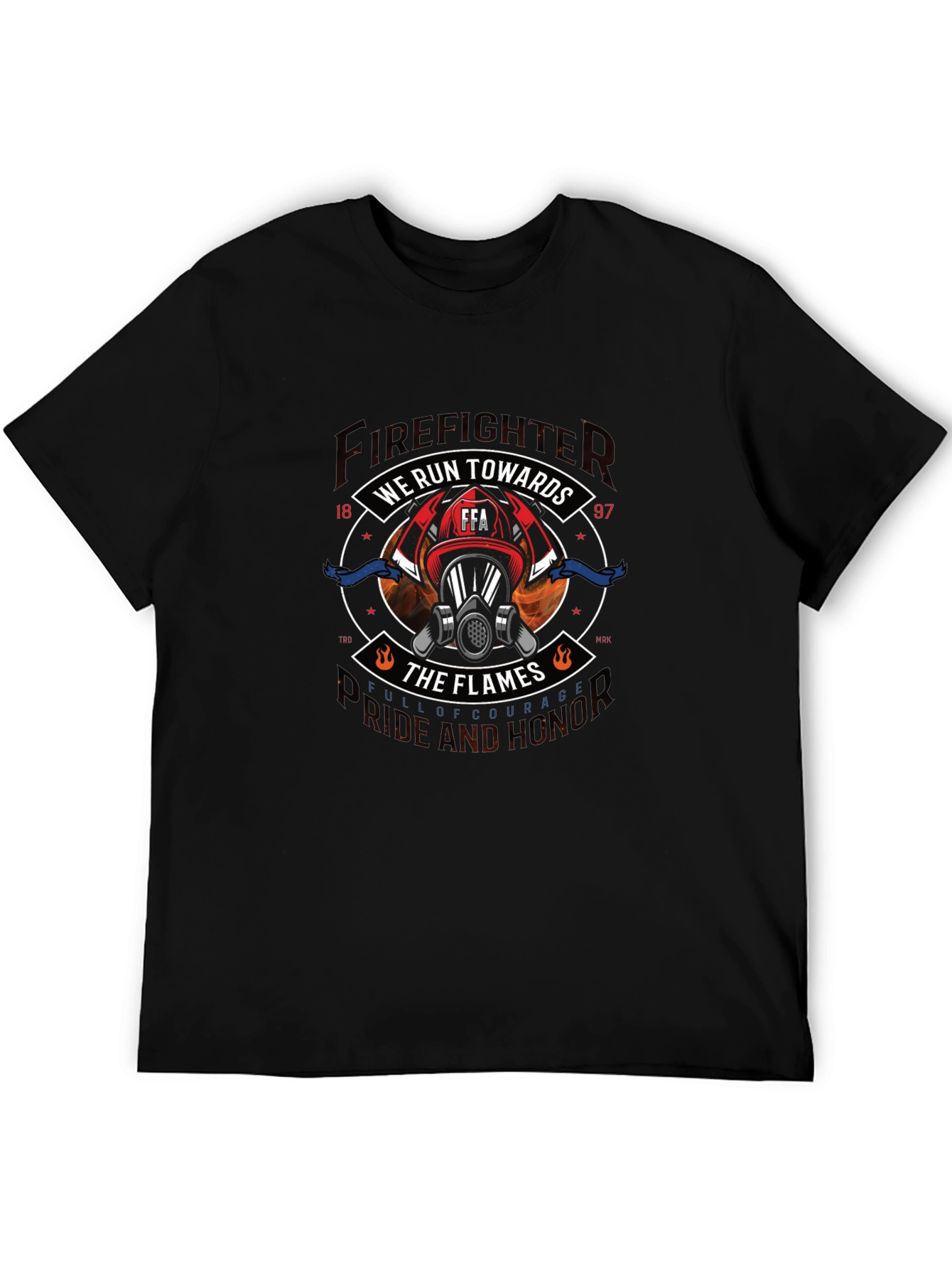 Black Firefighter We Run Towards the Flames Graphic Tee view 5