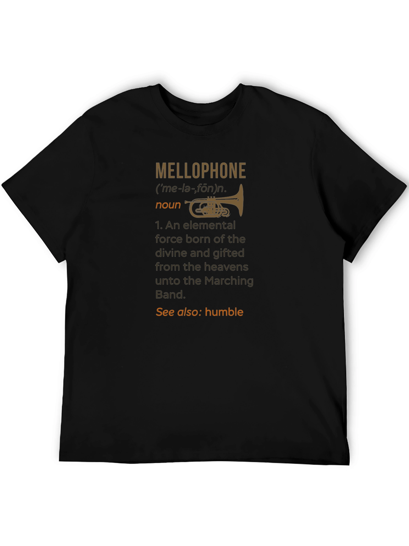 Black Mellophone Definition T-Shirt - Marching Band Humor Tee view 5