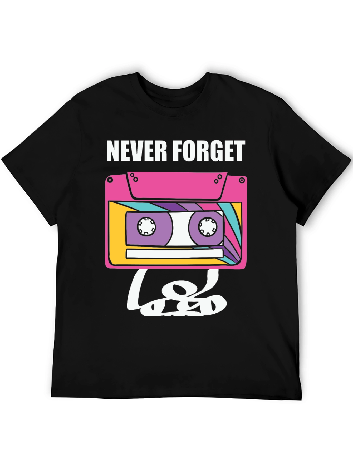 Black Retro Cassette Tape Graphic Tee - Never Forget view 5