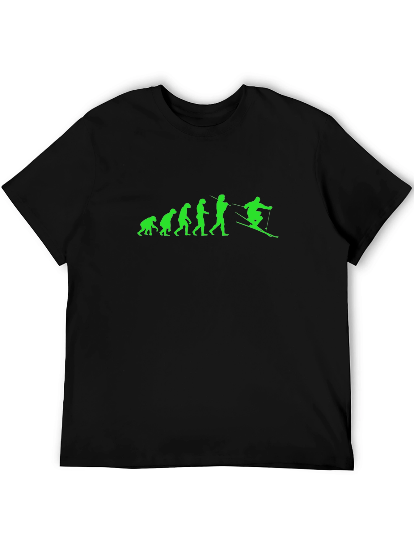 Black Evolution Ski T-Shirt - Funny Skiing Gift view 5
