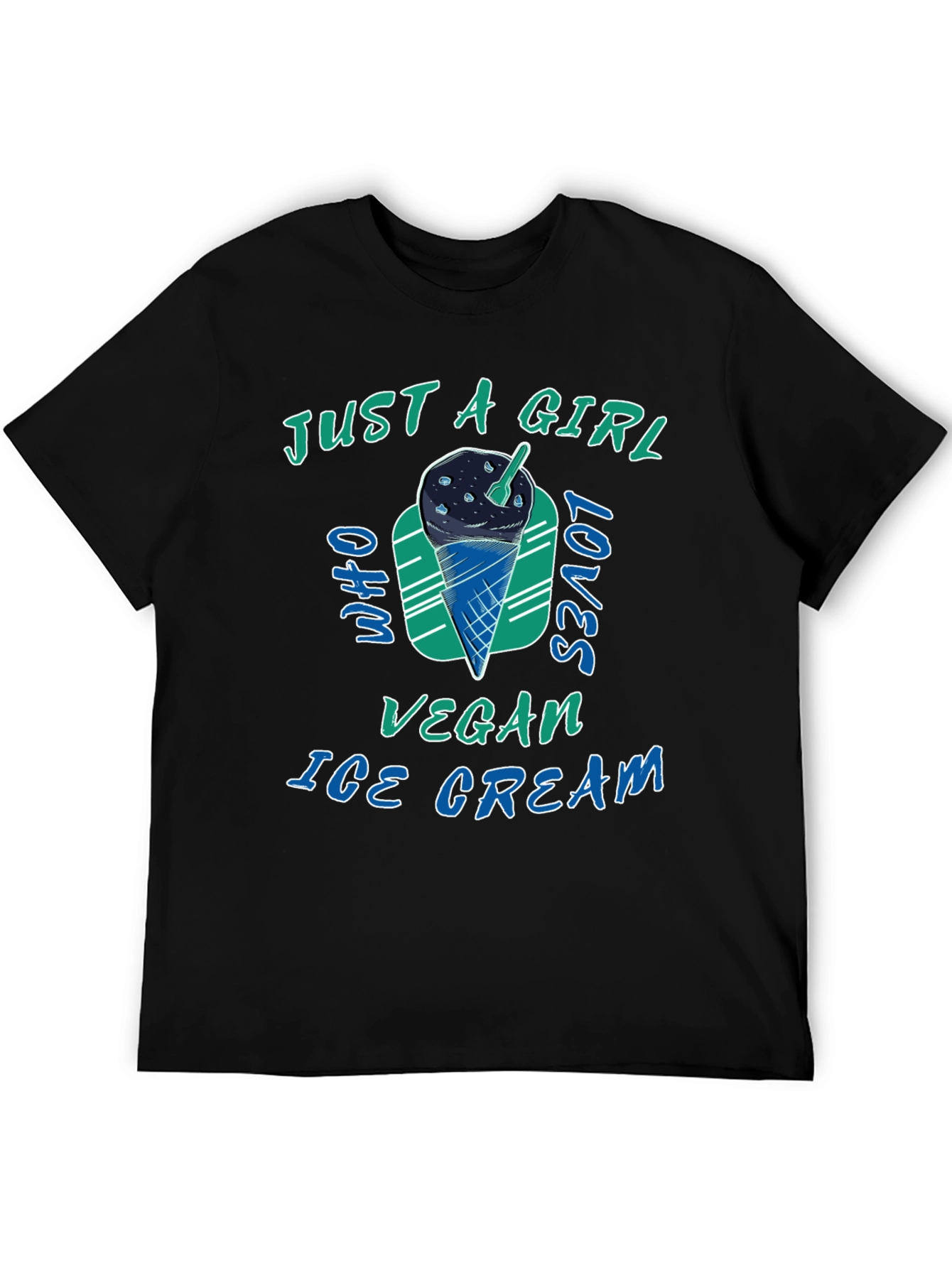 Black Vegan Ice Cream Lover T-Shirt view 5