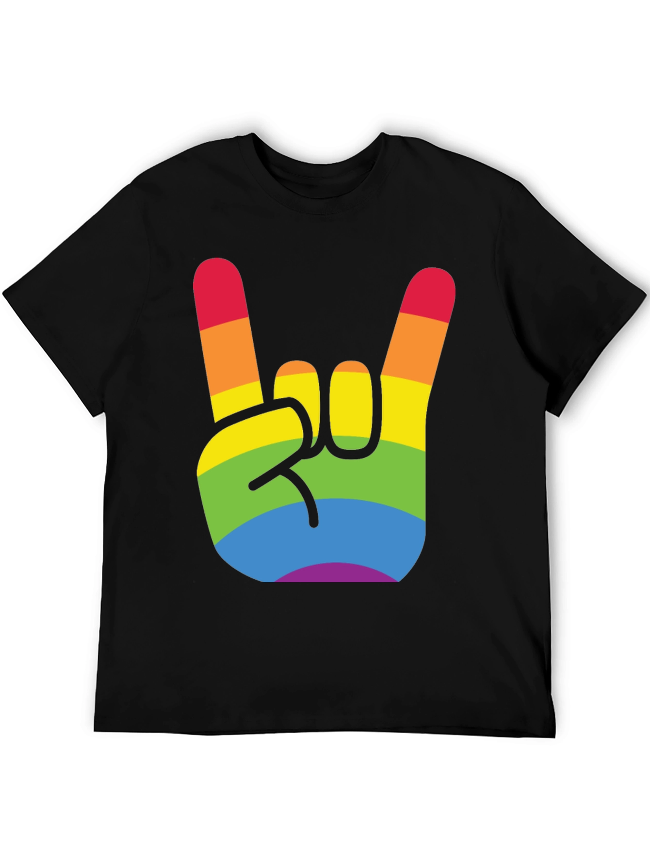 Black Rainbow Rock On Pride T-Shirt view 5