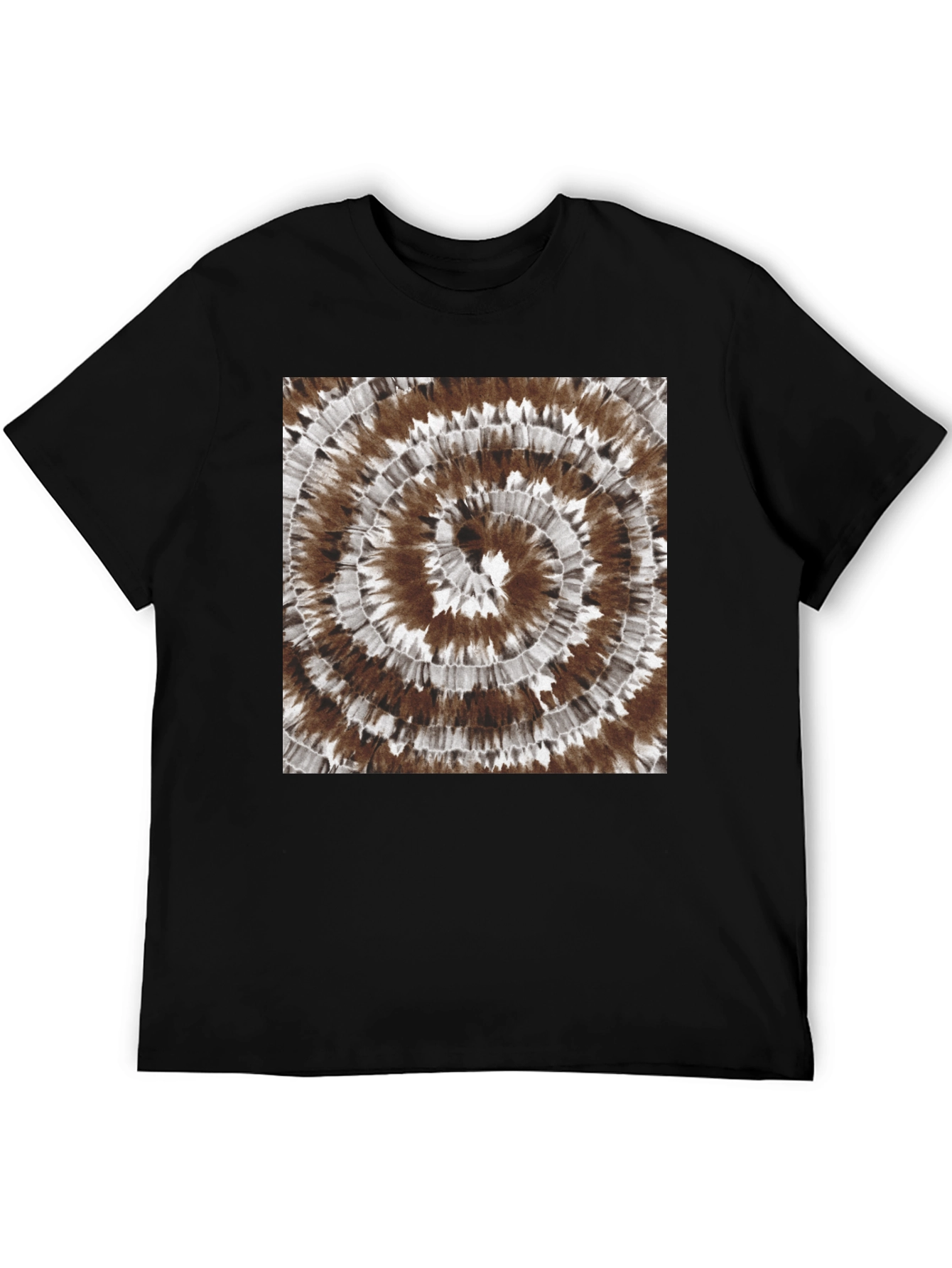 Black Tie-Dye Spiral Graphic Tee - Casual Black Cotton T-Shirt view 5