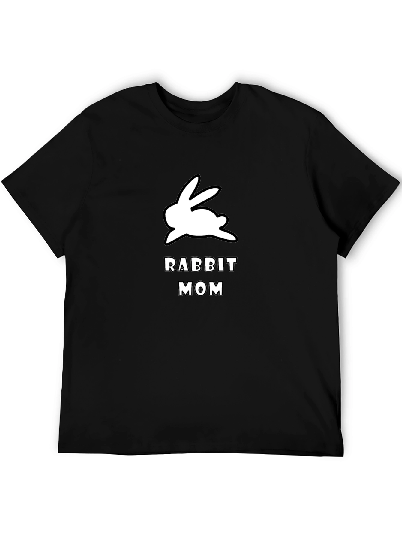 Black Rabbit Mom Graphic Tee - Black Cotton T-Shirt view 5