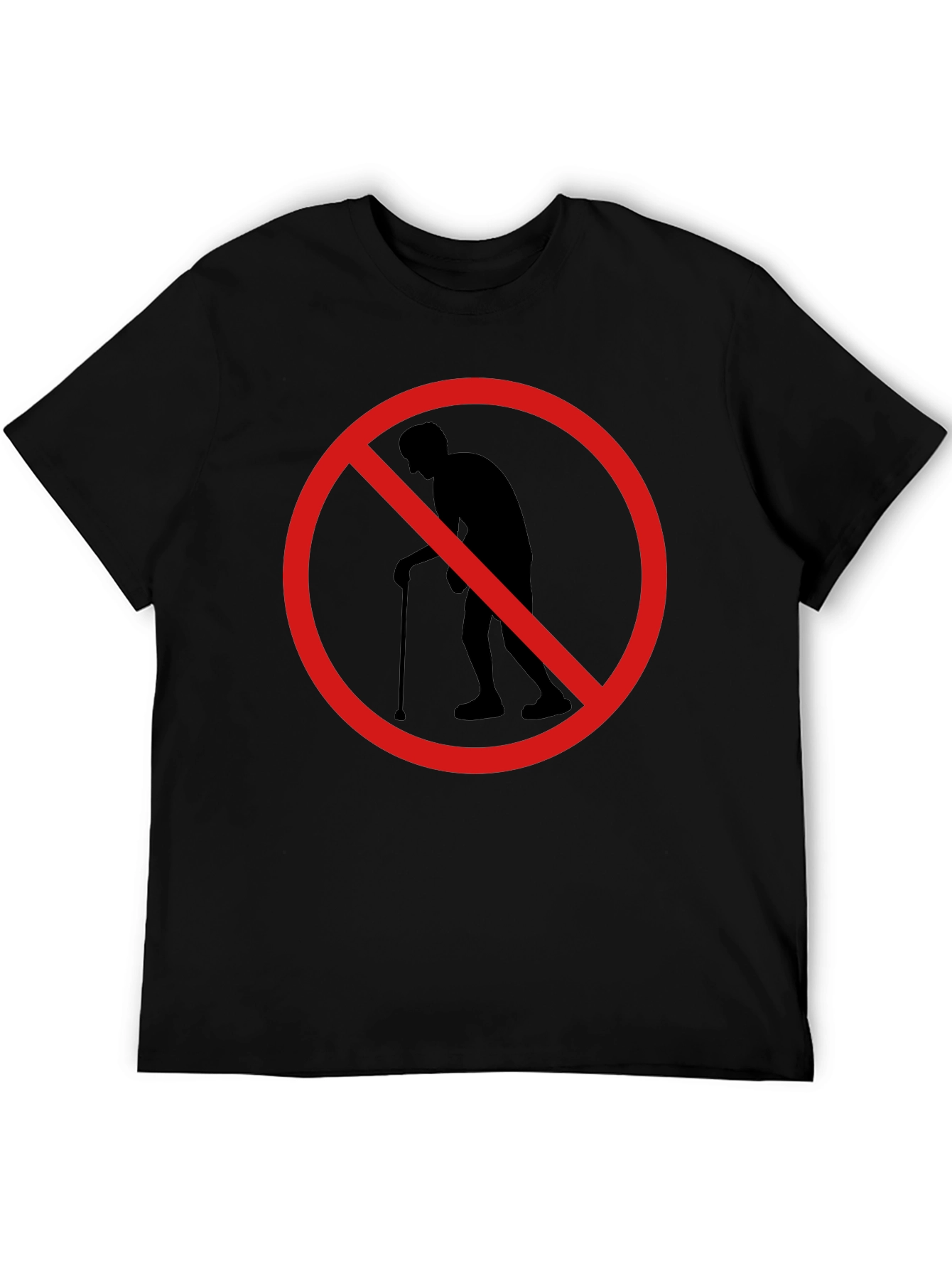 Black Men's Novelty Black T-Shirt - No Old People Allowed view 5