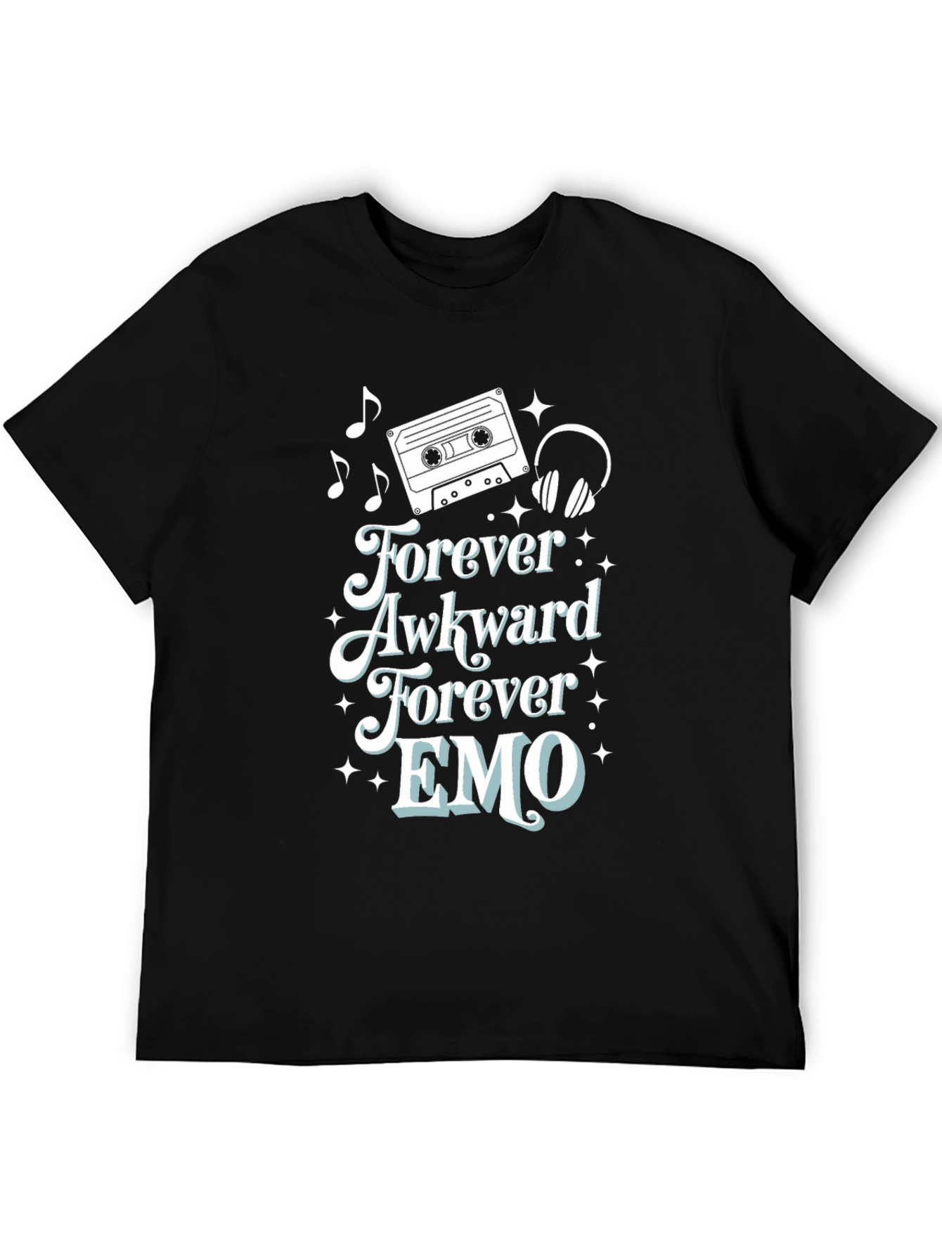 Black Forever Awkward EMO Graphic Tee view 5