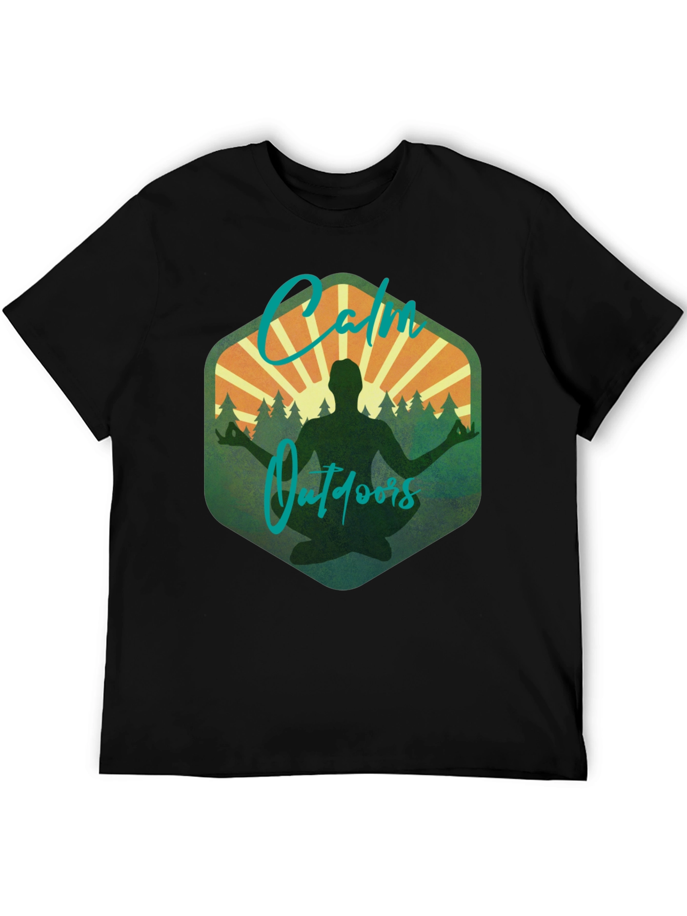 Black Calm Outdoors Graphic Tee - Meditation & Nature Shirt view 5