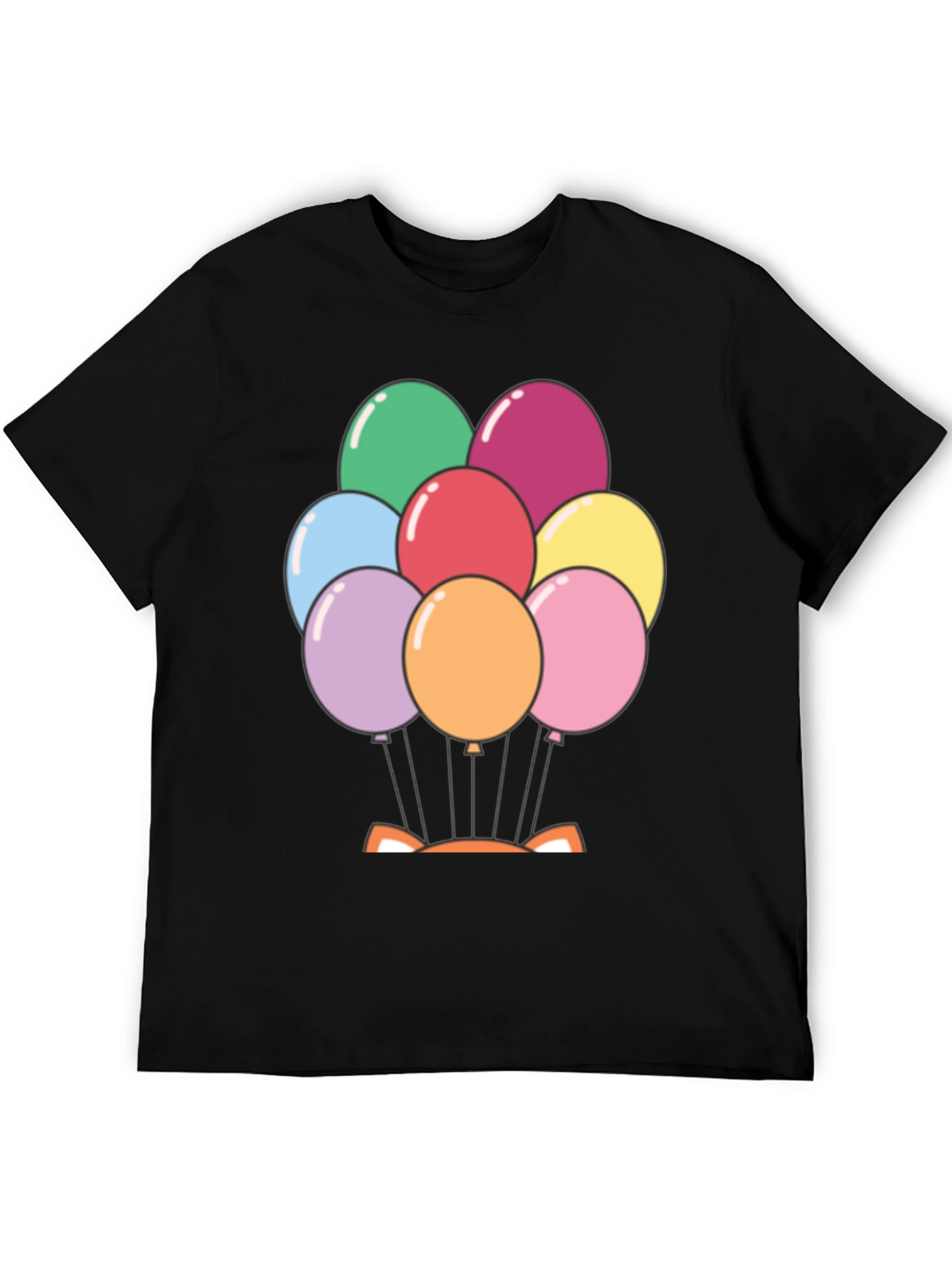 Black Balloon Fox Graphic Tee - Fun Novelty Shirt view 5