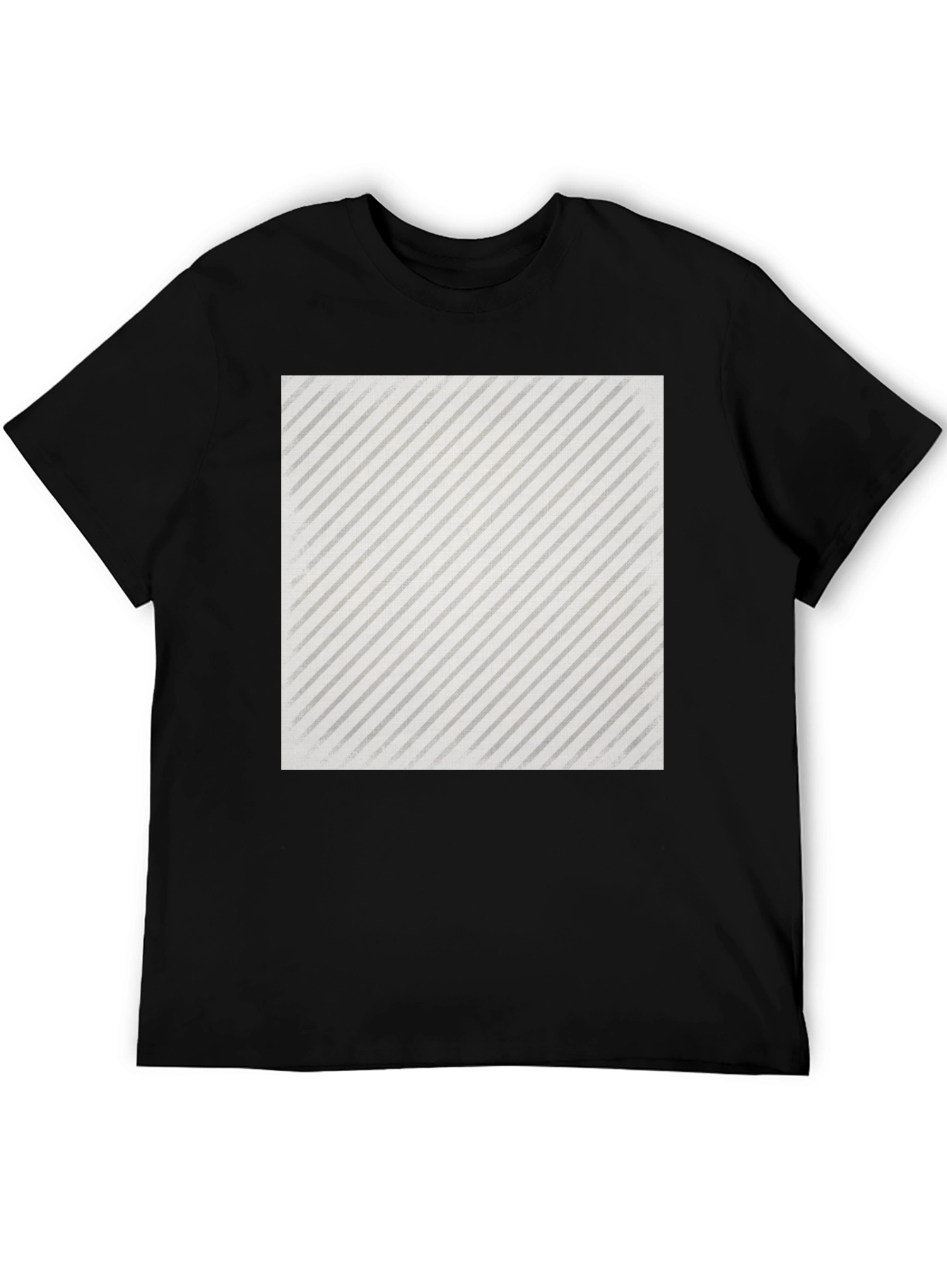 Black Modern Striped Graphic Tee - Black view 5