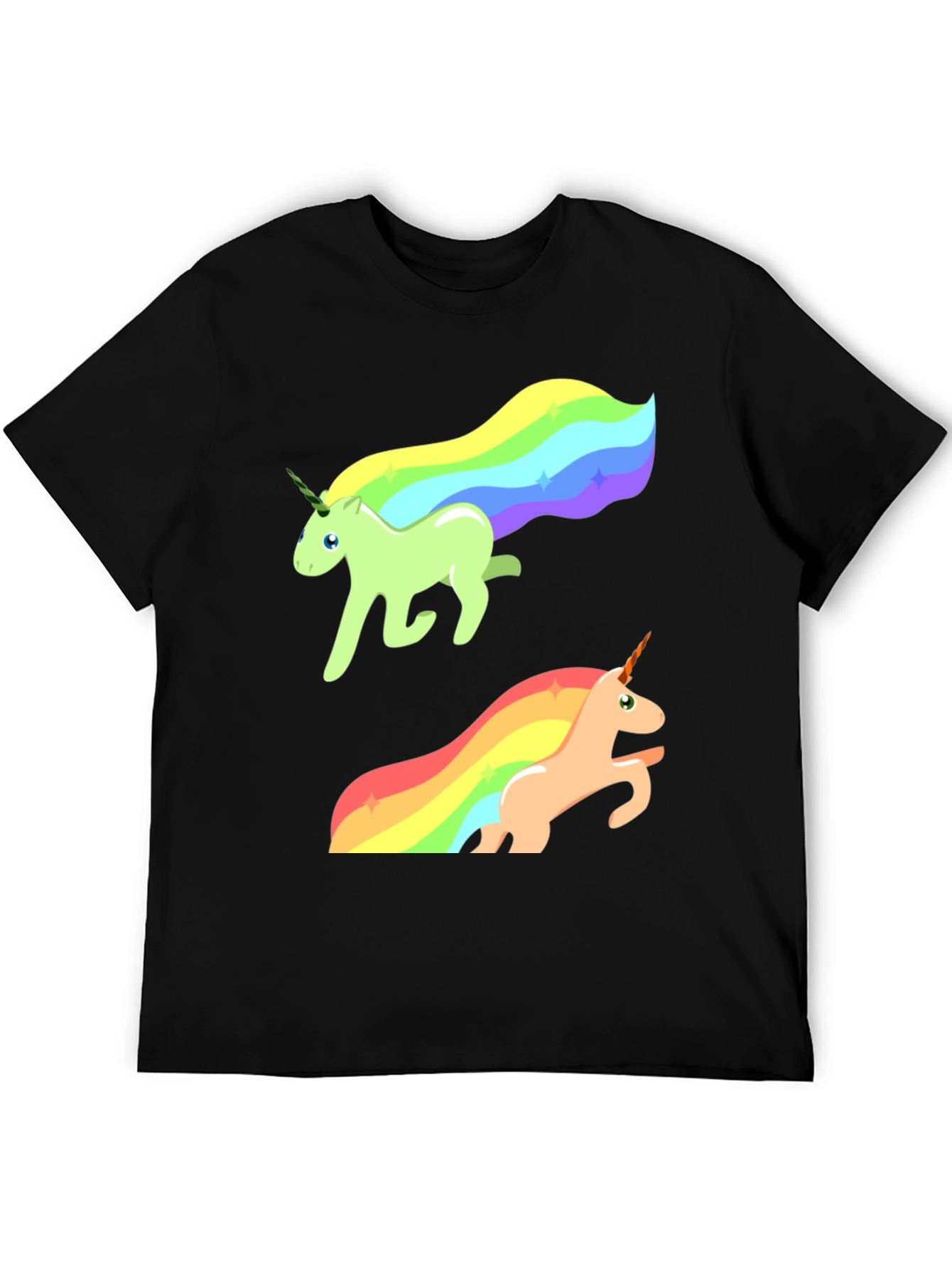 Rainbow Unicorn Graphic Tee - Black Cotton Blend - 5