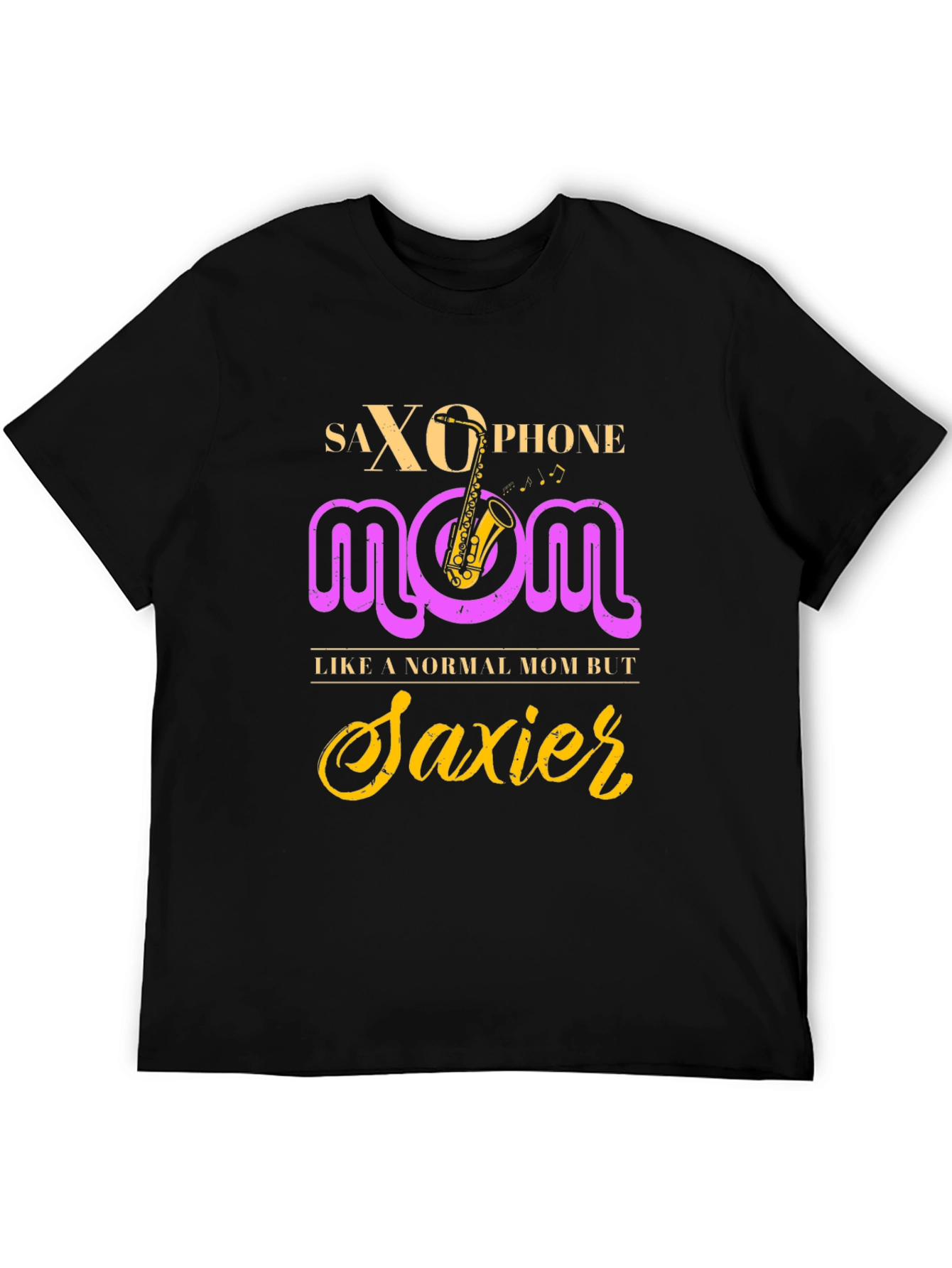 Black Saxophone Mom Graphic T-Shirt - Musician's Apparel view 5