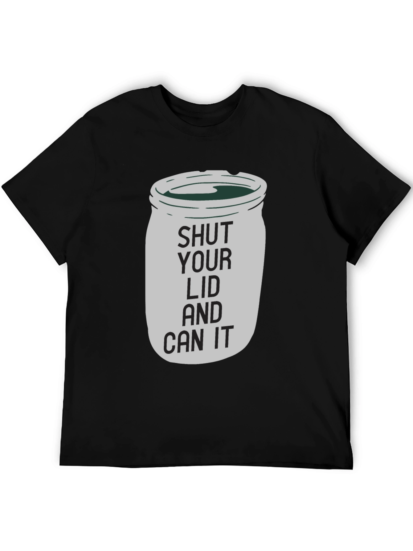 Black Shut Your Lid and Can It Funny Graphic T-Shirt view 5