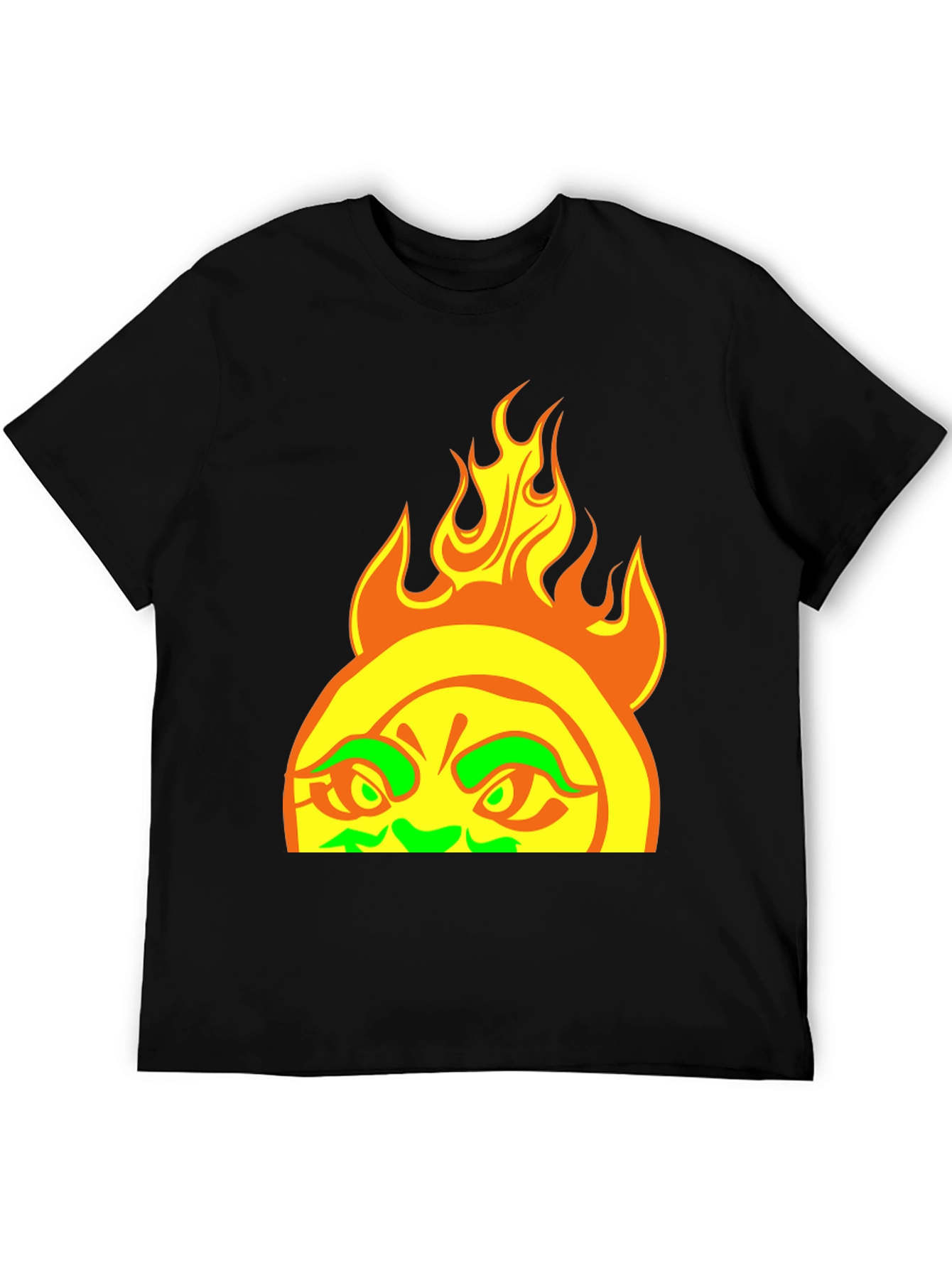 Black Fiery Sun Graphic Tee - Bold Black T-Shirt view 5