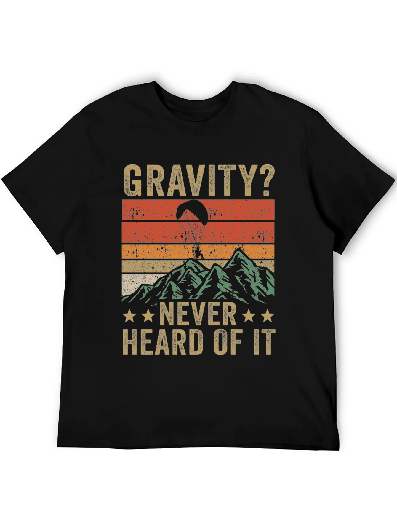 Black Gravity? Never Heard of It! Retro Paragliding T-Shirt view 5