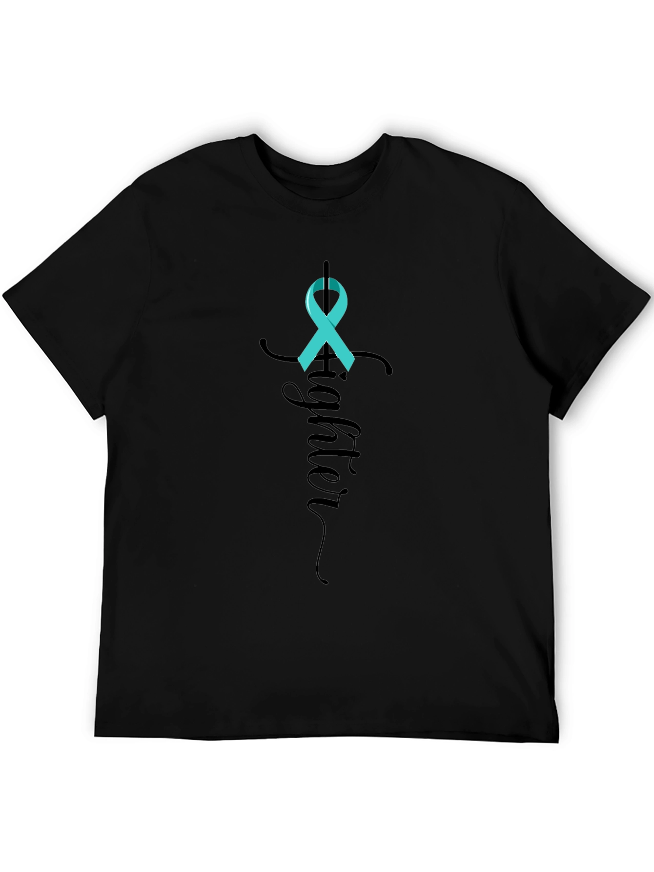 Black Teal Ribbon Fighter Tee view 5