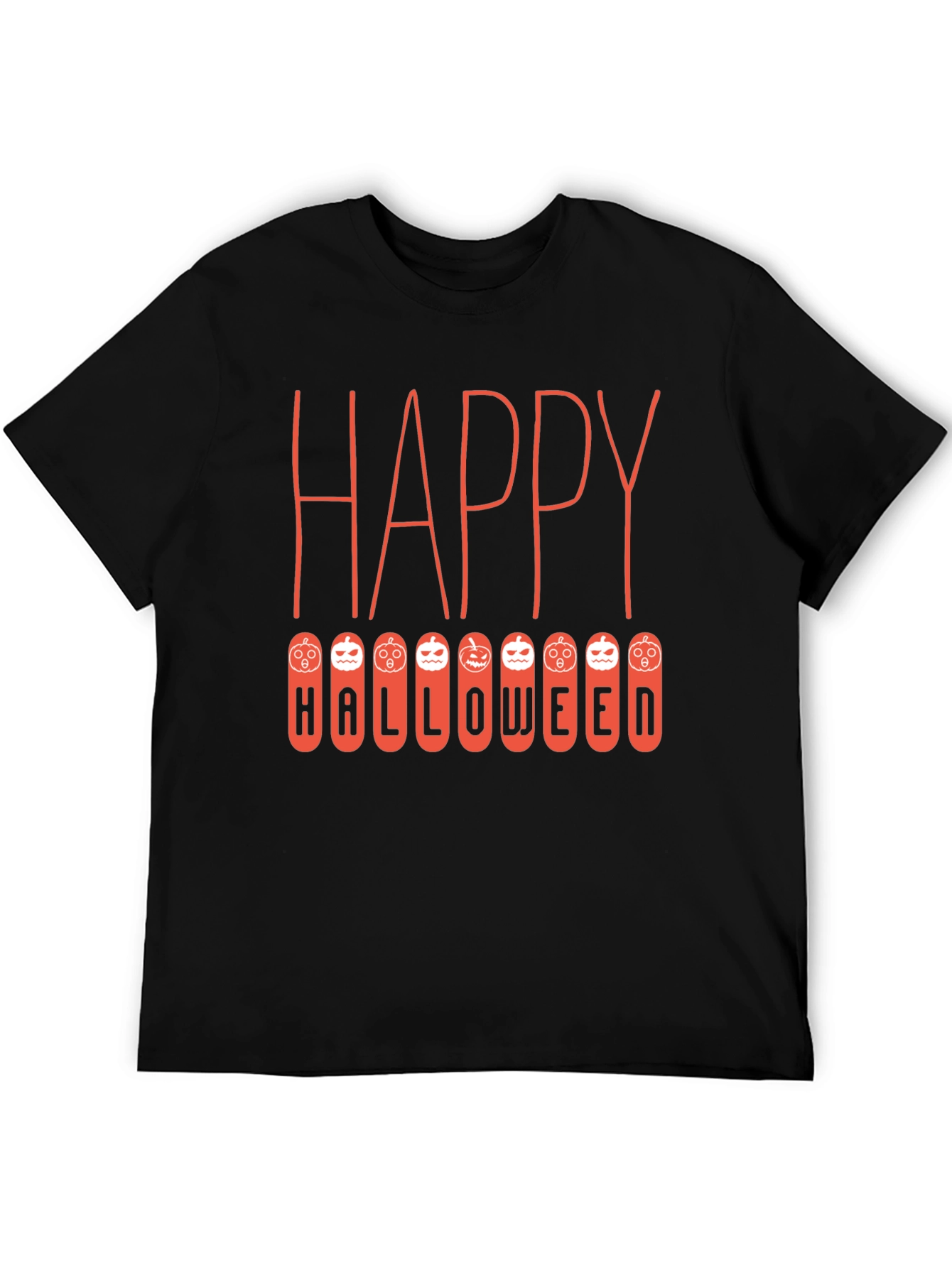 Black Happy Halloween T-Shirt, Pumpkin Design view 5