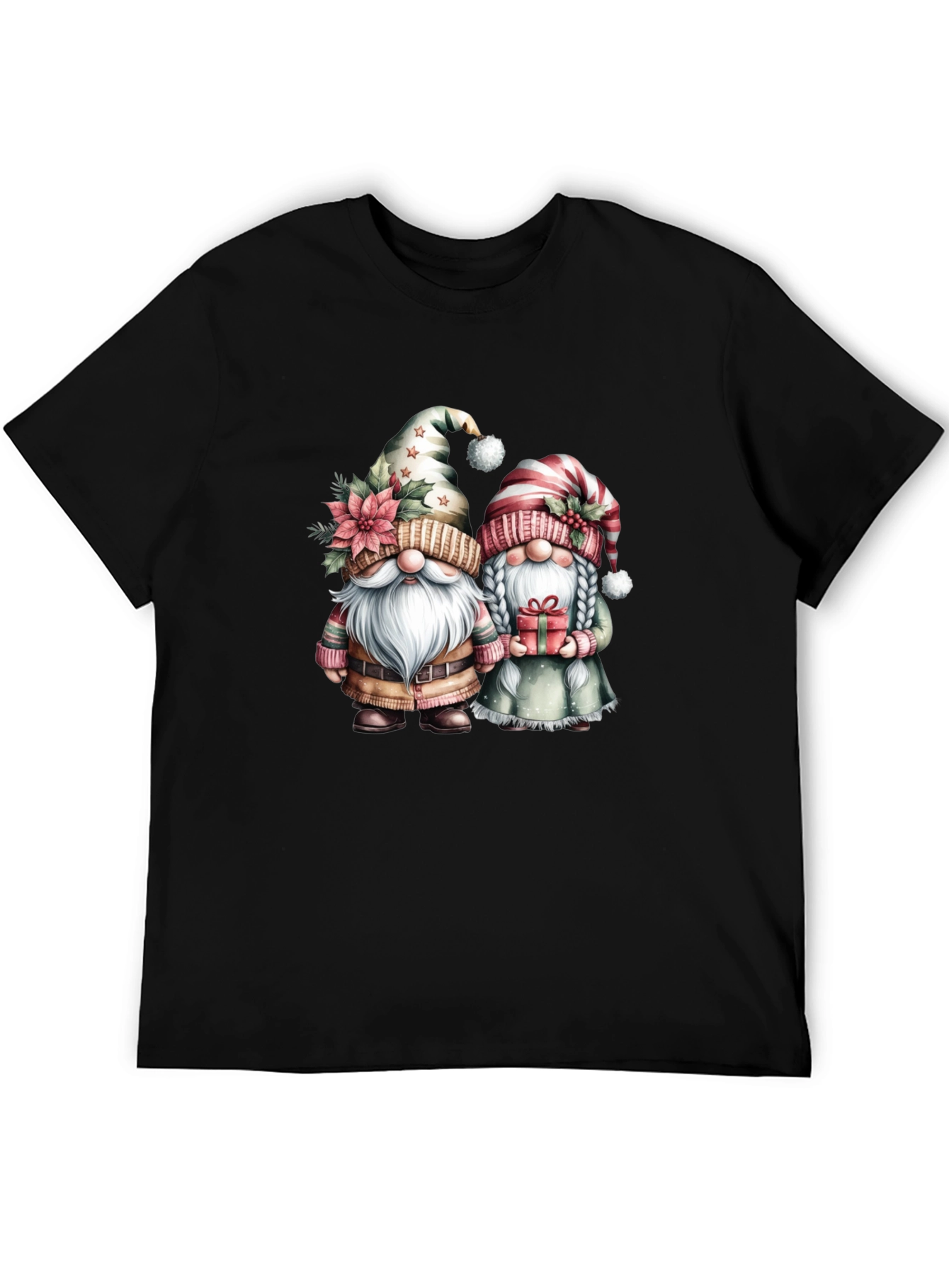 Black Festive Gnome Couple T-Shirt view 5
