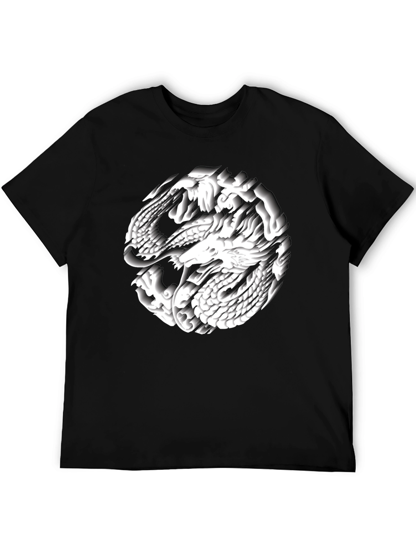 Black Dragon Circle Graphic Tee - Black Cotton Blend view 5