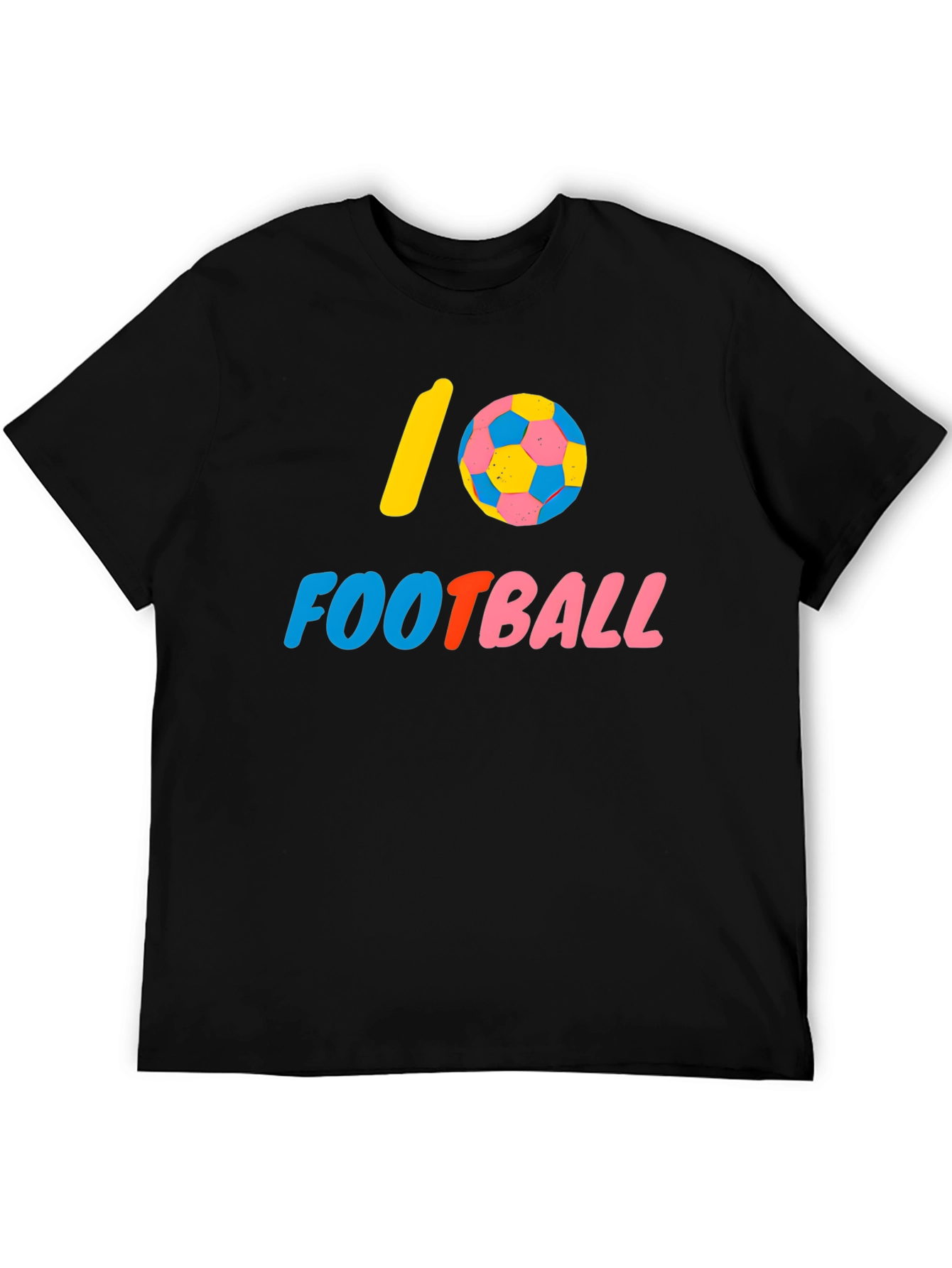 Black I Love Football Graphic Tee - Black Cotton Shirt view 5