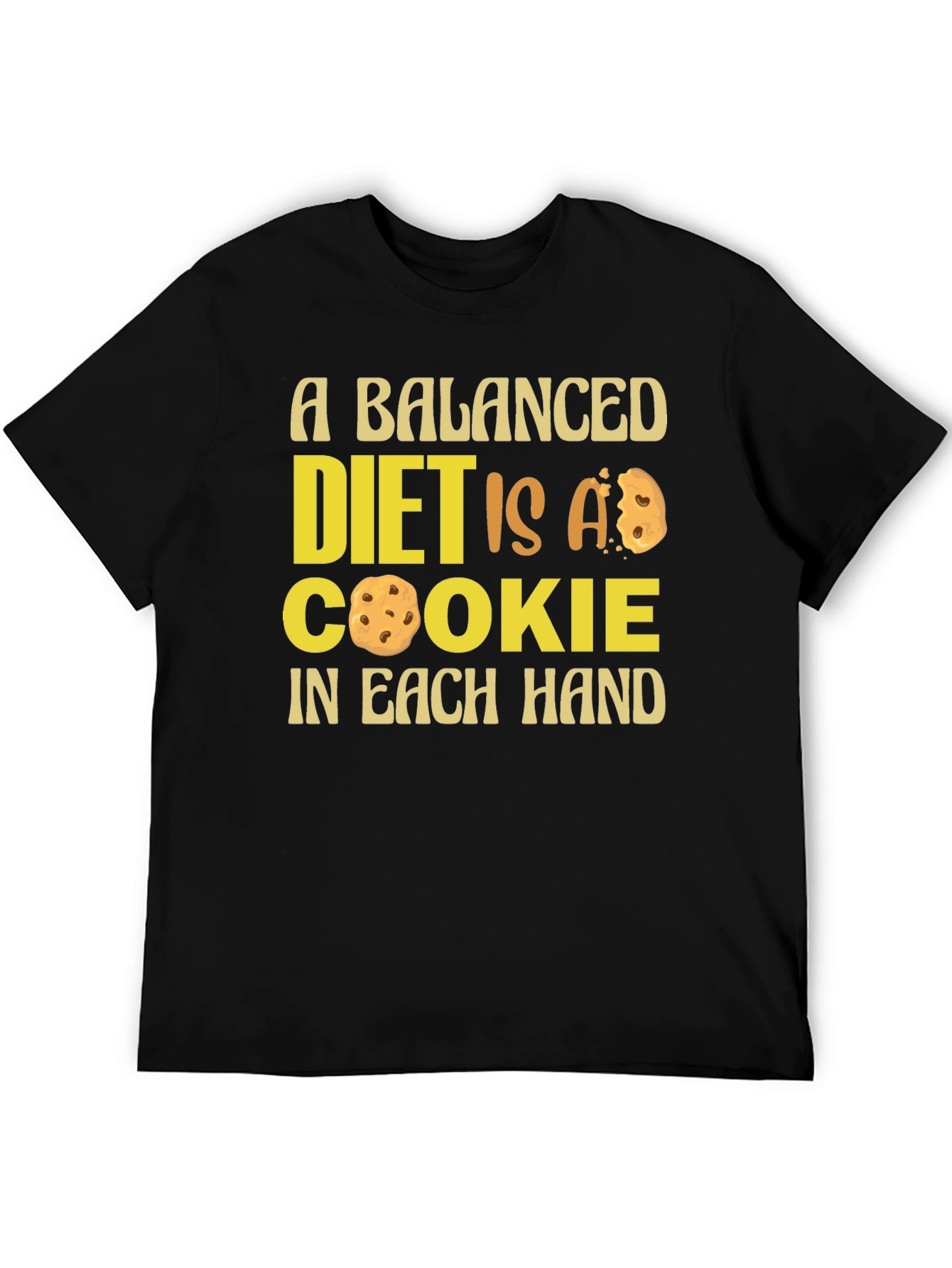 Black Balanced Diet Cookie T-Shirt - Funny Foodie Tee view 5