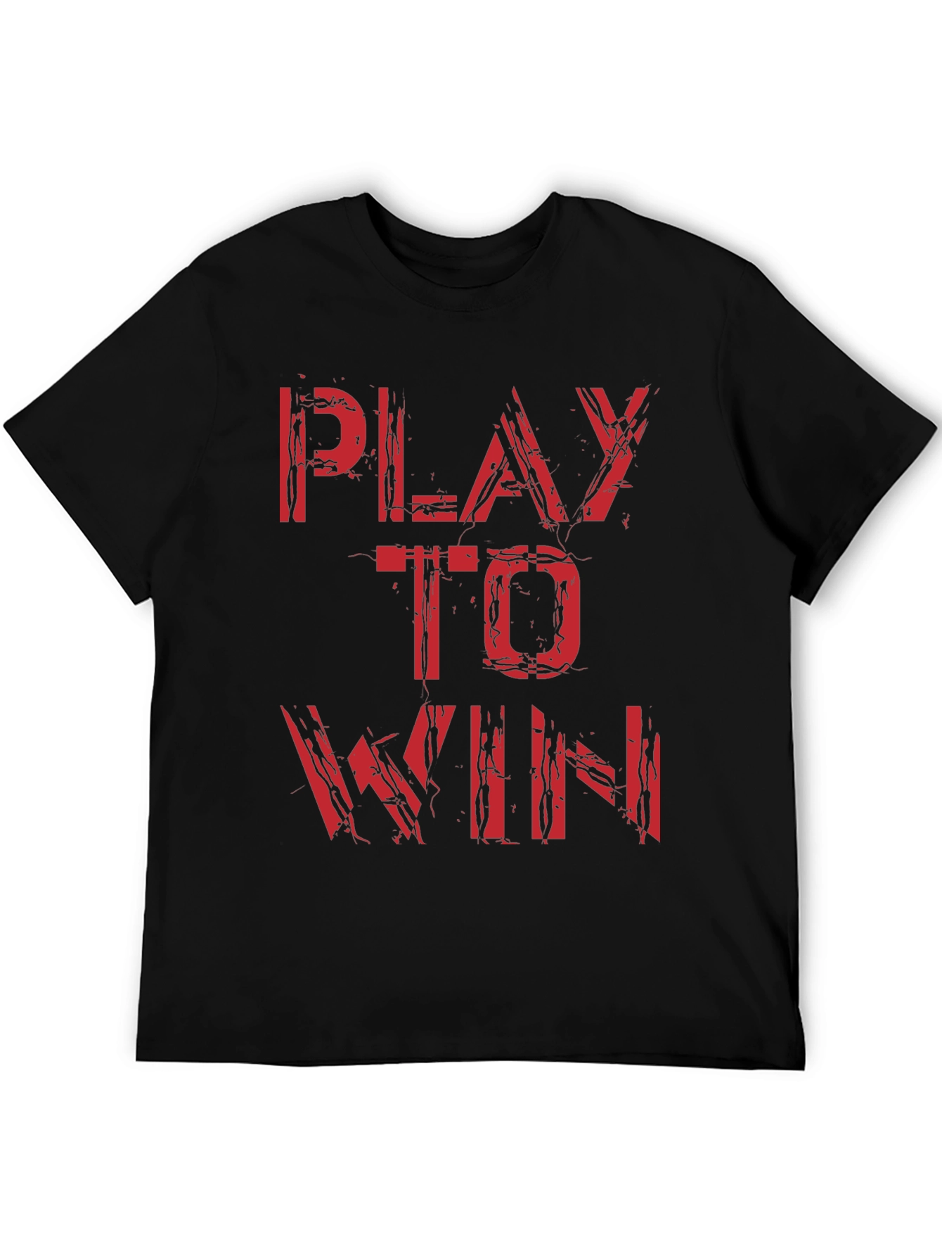 Black Play to Win Graphic Tee - Bold Red Print, Black Cotton view 5